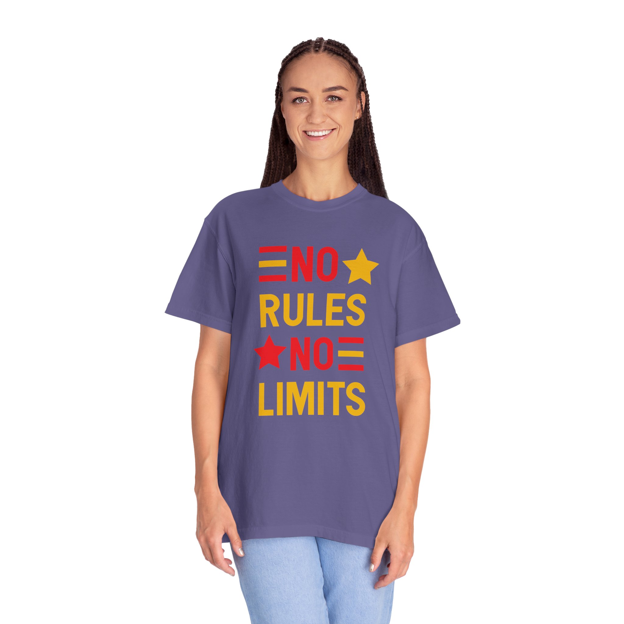 No Rules No Limits Graphic T-Shirt – Bold Retro Star Typography Tee for Streetwear Lovers & Trendy Style. - Image 43