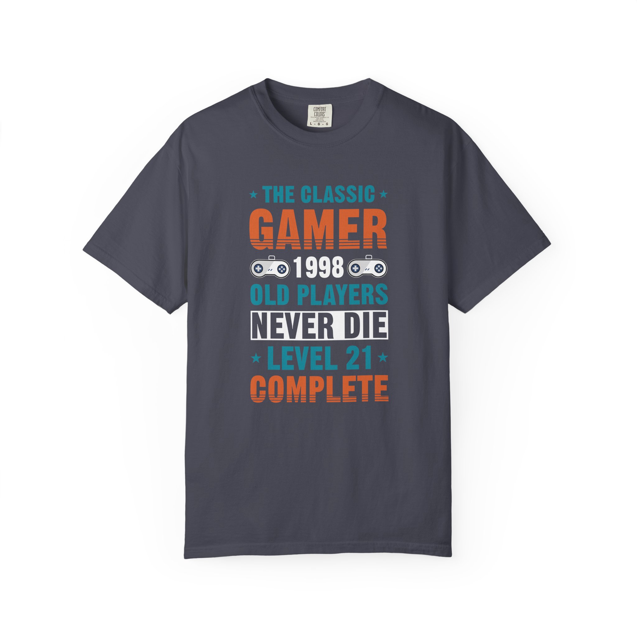 Gamer 1998 T-Shirt – Old Players Never Die Level 21 Complete Retro Gaming Tee for Gamers & Video Game Fans.
