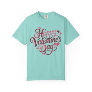 Happy Valentine’s Day Heart Script T-Shirt – Romantic Love Graphic Tee for Couples, Gift Giving & Festive Celebration. - Image 1