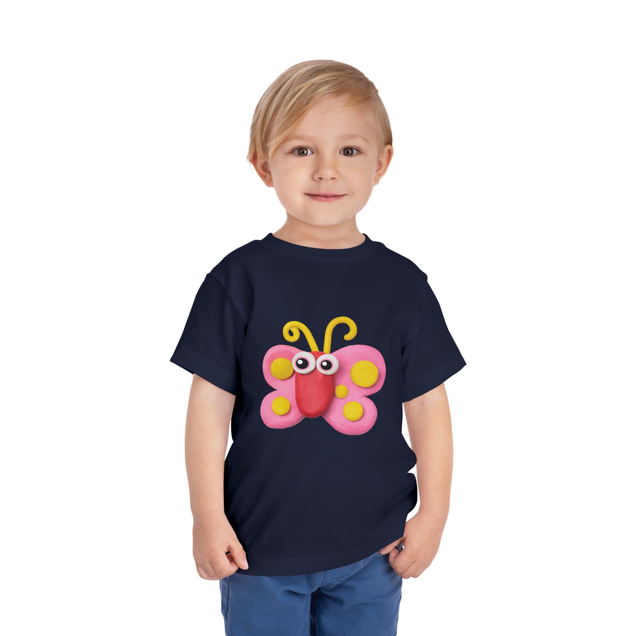 Cute Pink Clay Butterfly Toddler T-Shirt – Adorable Butterfly Graphic Tee for Kids, Boys & Girls. - Image 19