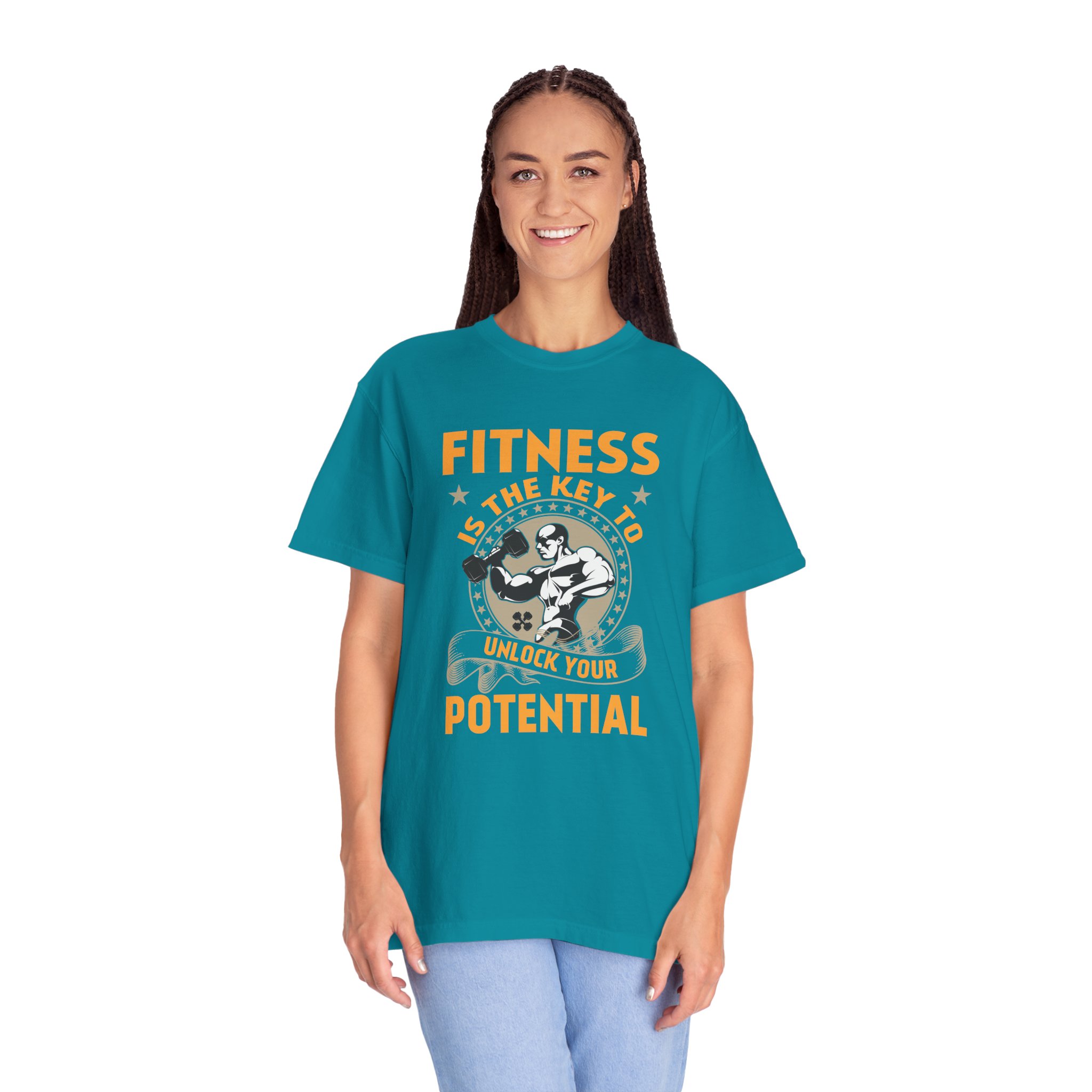Fitness Is the Key to Unlock Your Potential T-Shirt – Motivational Gym Graphic Tee for Athletes, Strength & Peak Performance. - Image 19