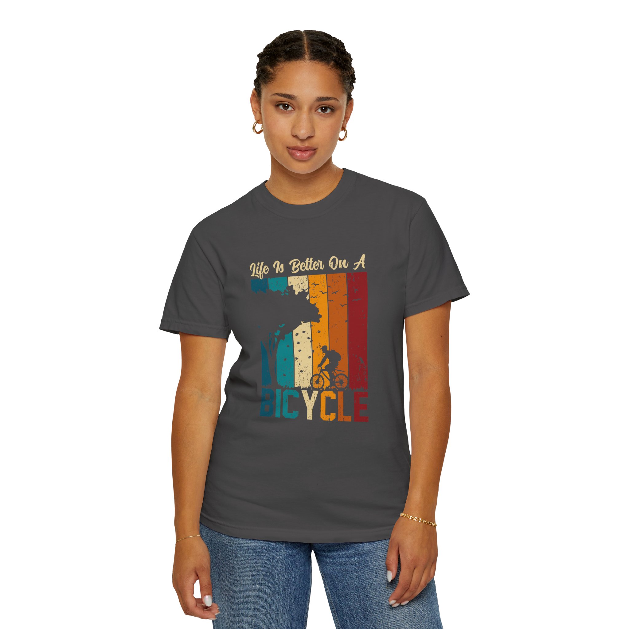 Bicycle Adventure T-Shirt, Unisex Garment-Dyed Tee for Cycling Enthusiasts, Perfect Gift for Riders, Eco-Friendly Apparel, Summer Outing Top. - Image 12