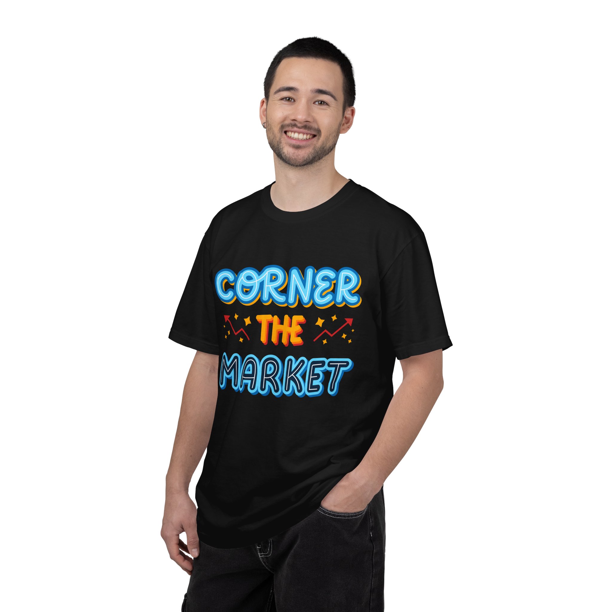 b2 - 2.8c - Corner the Market T-Shirt – Retro Neon Graphic Tee for Ambition, Hustle & Bold Business Vibes. - Image 2