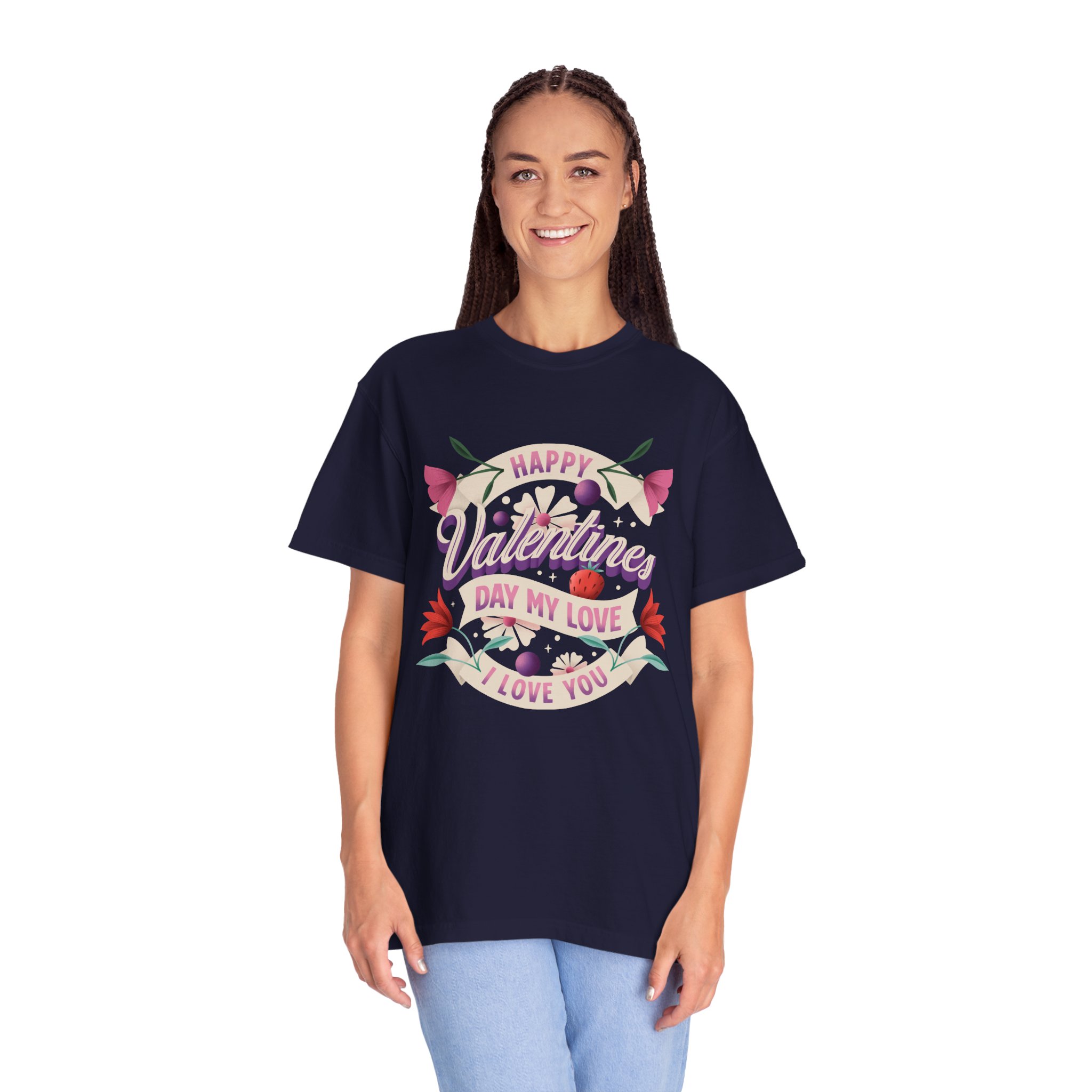 Valentine's Day Unisex T-Shirt, Cute Love Shirt, Garment Dyed Tee, Valentine's Gift, Couple's Apparel, Floral Design - Image 27