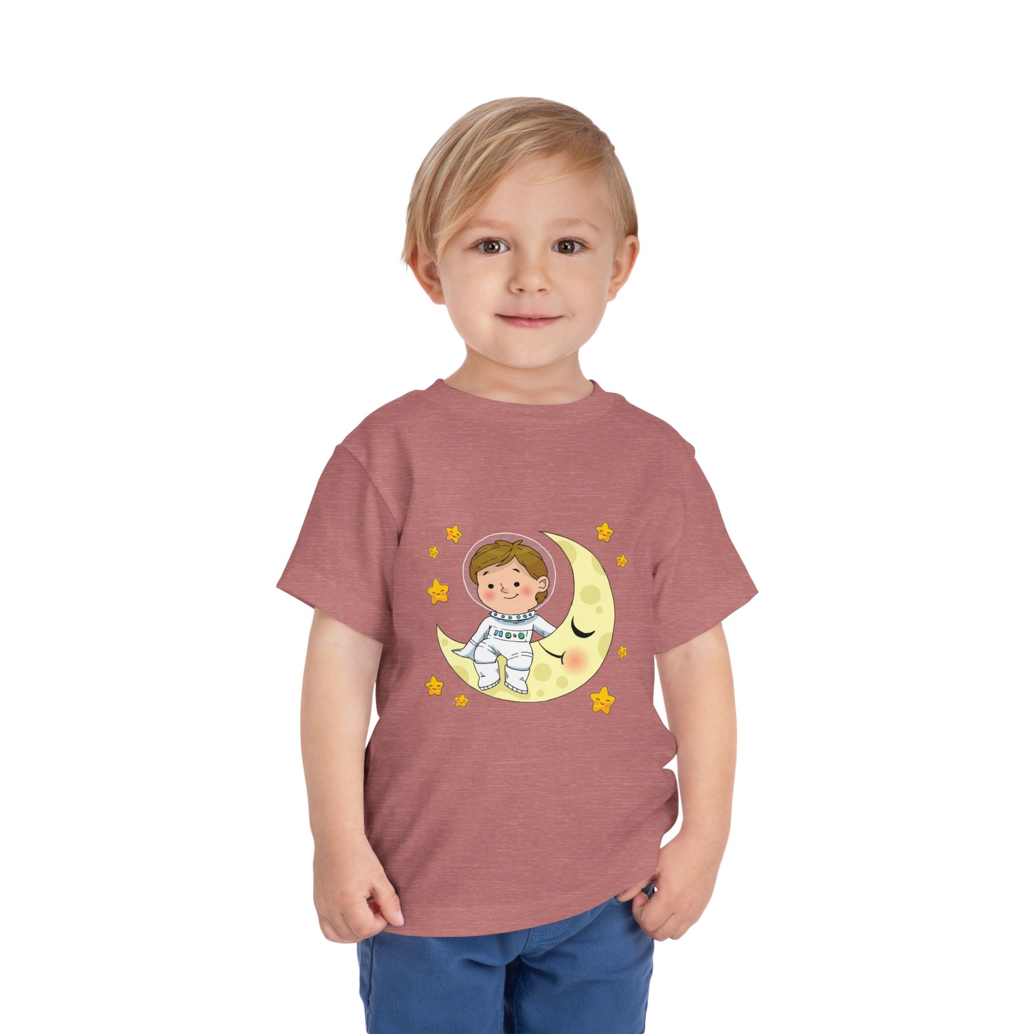 Cute Astronaut on Crescent Moon Toddler T-Shirt – Fun Space Adventure Graphic Tee for Kids, Boys & Girls. - Image 11