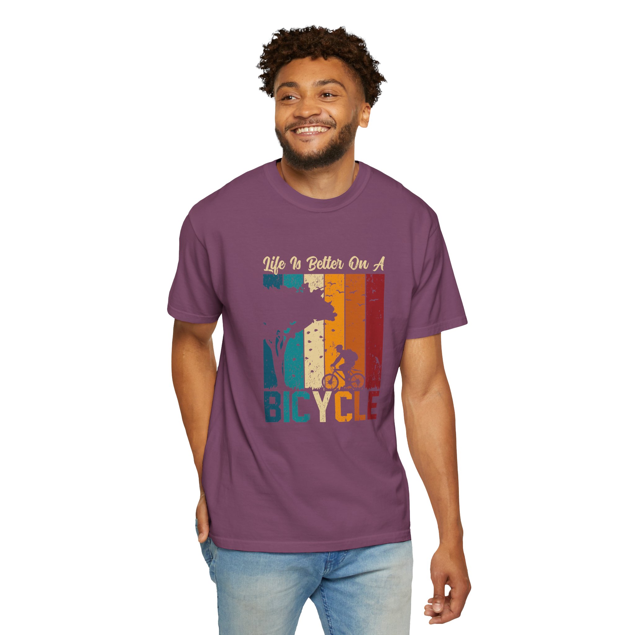 Bicycle Adventure T-Shirt, Unisex Garment-Dyed Tee for Cycling Enthusiasts, Perfect Gift for Riders, Eco-Friendly Apparel, Summer Outing Top. - Image 38