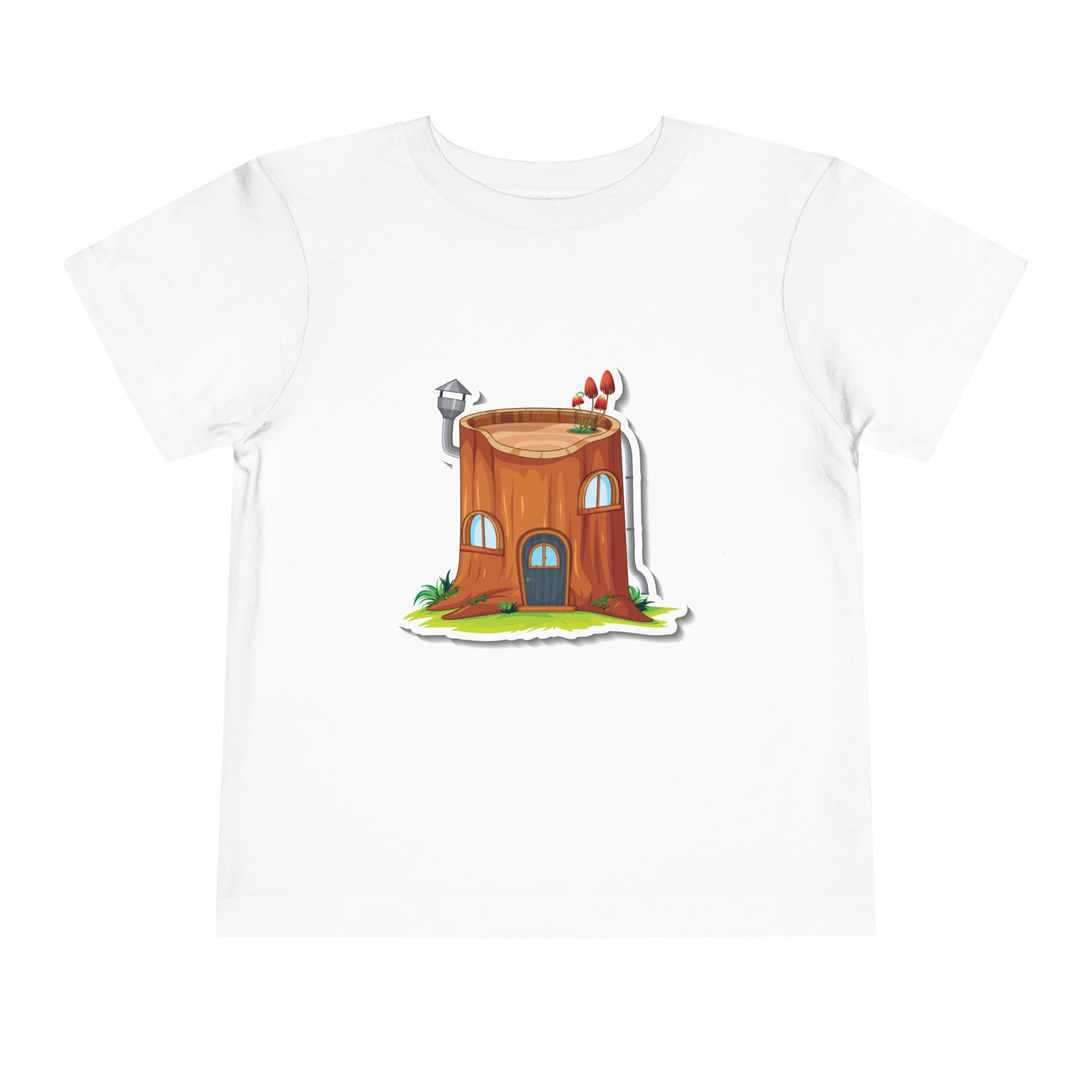 Cozy Tree Stump House Toddler T-Shirt – Cute Forest Cottage Graphic Tee for Kids, Boys & Girls. - Image 5