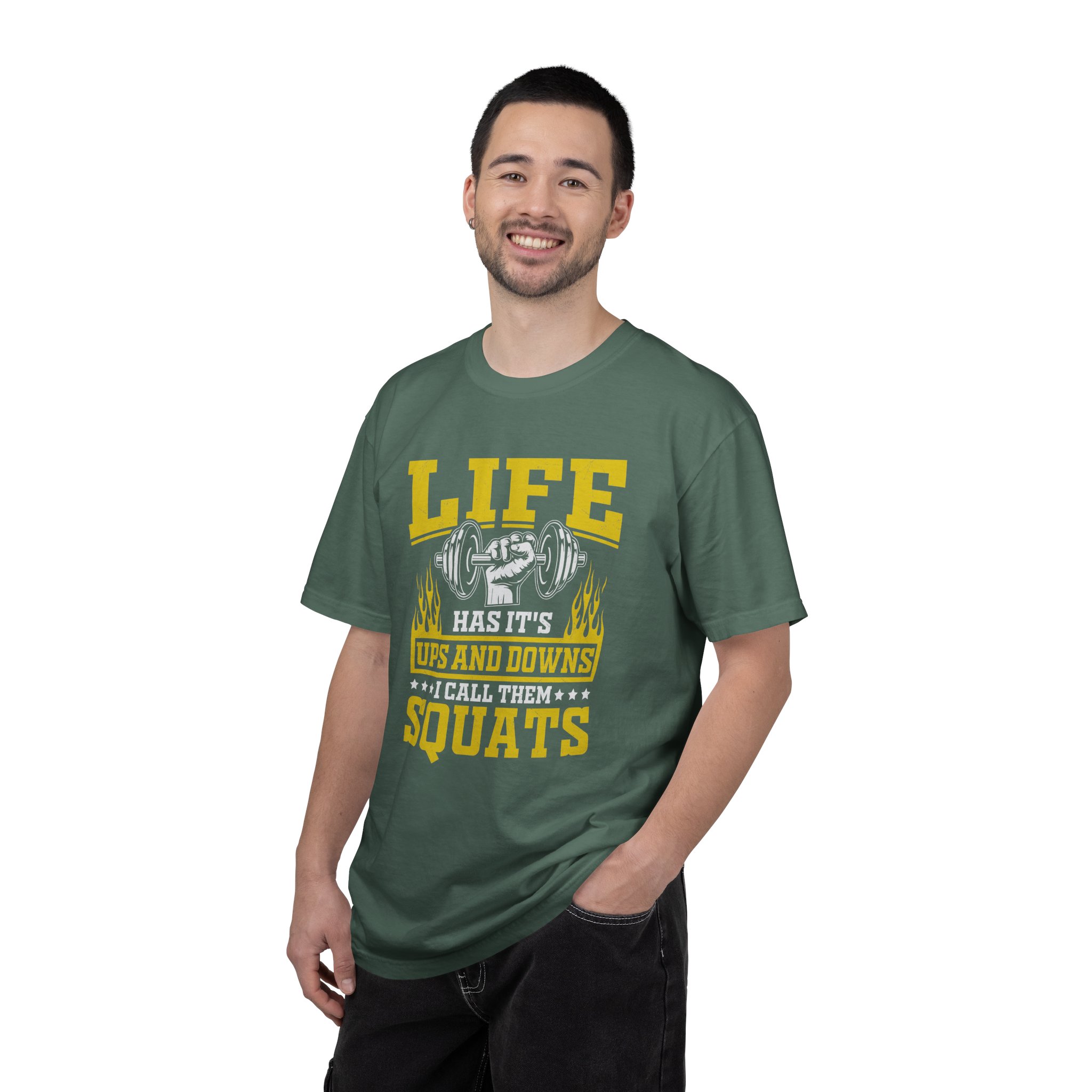 b2 - 6.10 - Life Has Its Ups and Downs I Call Them Squats T-Shirt – Funny Gym Graphic Tee for Fitness Humor & Leg Day Motivation. - Image 18