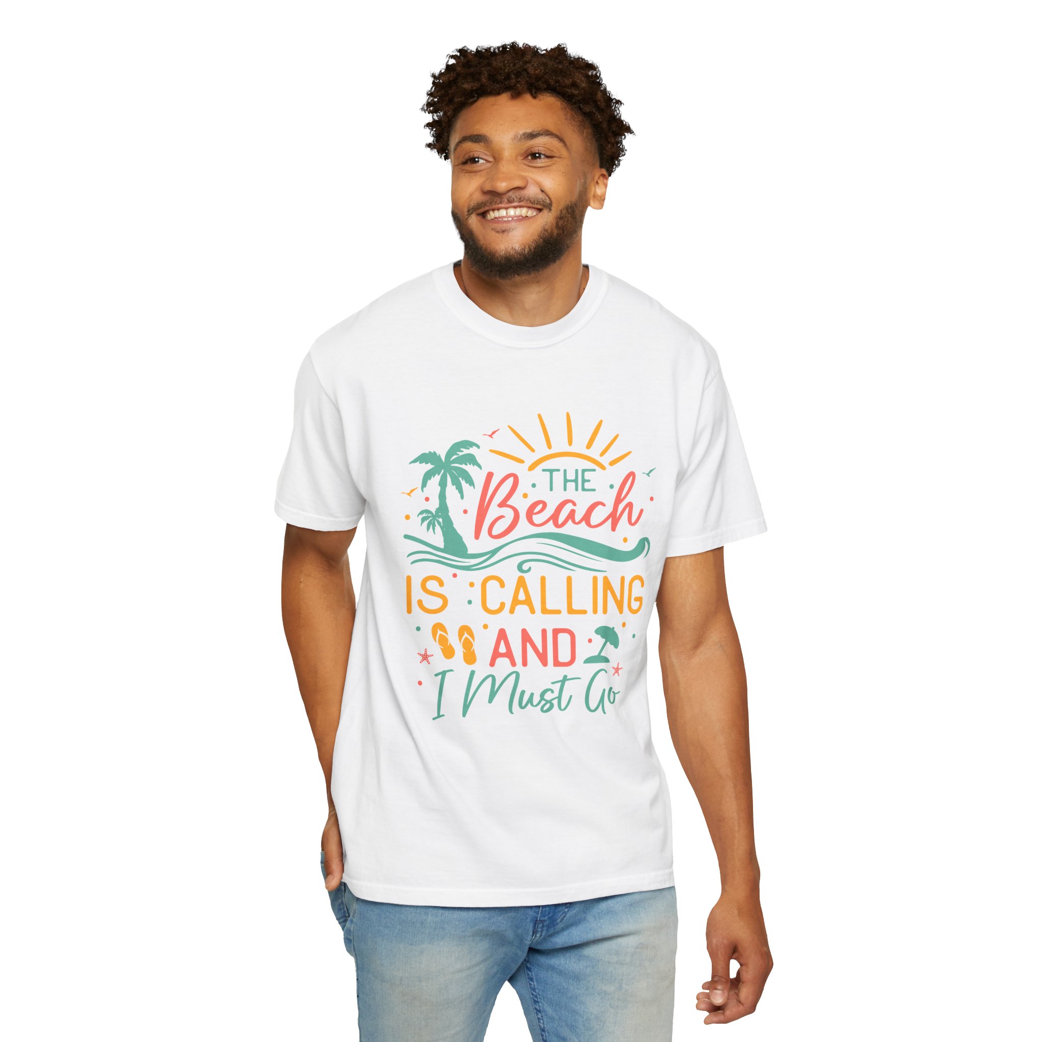 C - 13.4 - Beach-Themed Garment-Dyed T-Shirt, Summer Tee, Vacation Shirt, Gift for Beach Lovers, Casual Wear, Fun Summer Outfit. - Image 14