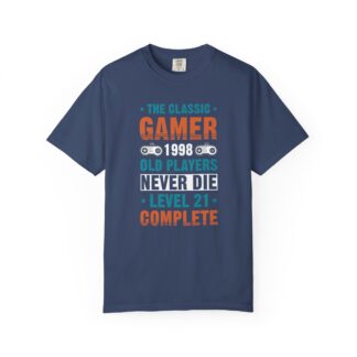 Retro gaming t shirts - Gamer 1998 Old Players Never Die Level 21 Complete Unisex Tee - Image 17