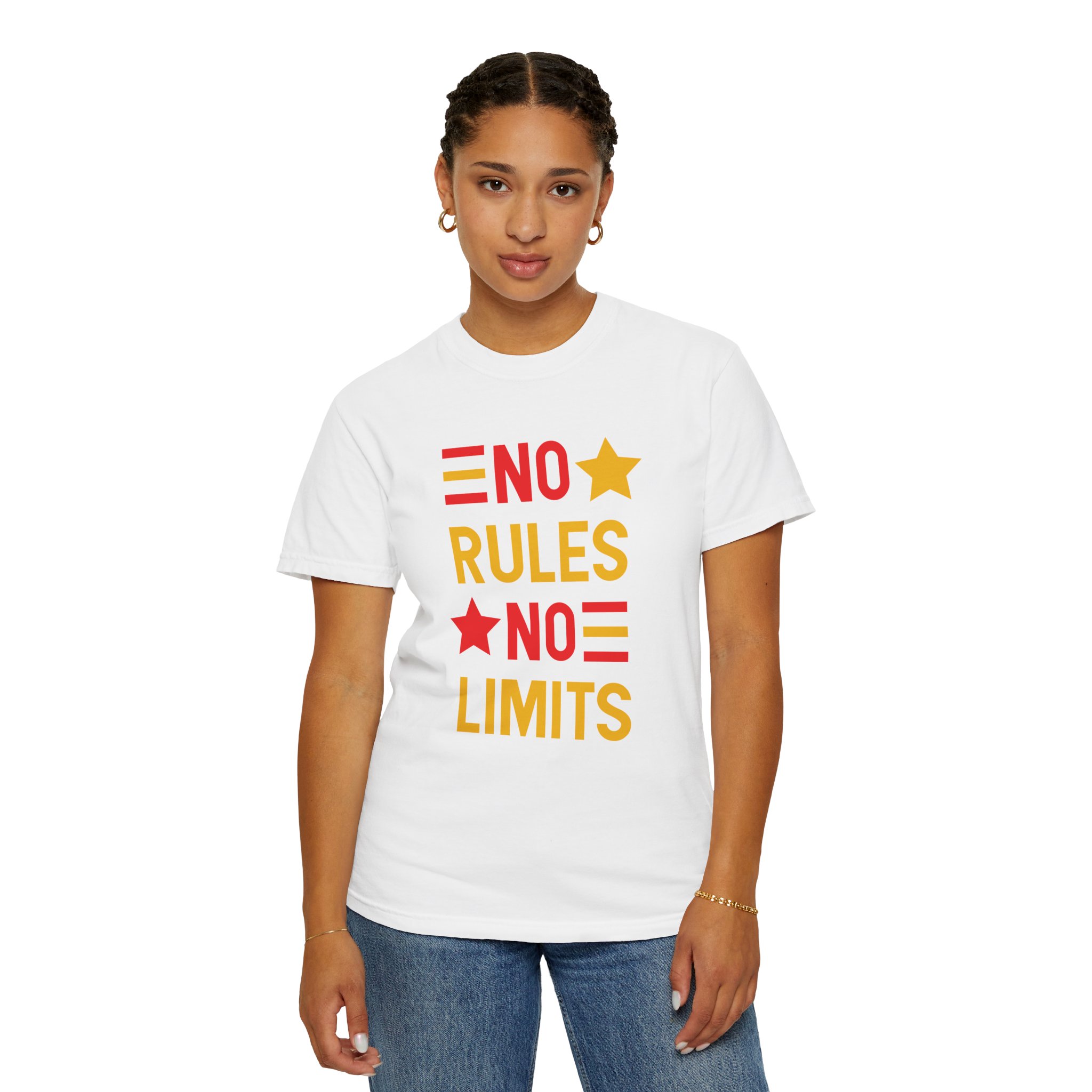 No Rules No Limits Graphic T-Shirt – Bold Retro Star Typography Tee for Streetwear Lovers & Trendy Style. - Image 12