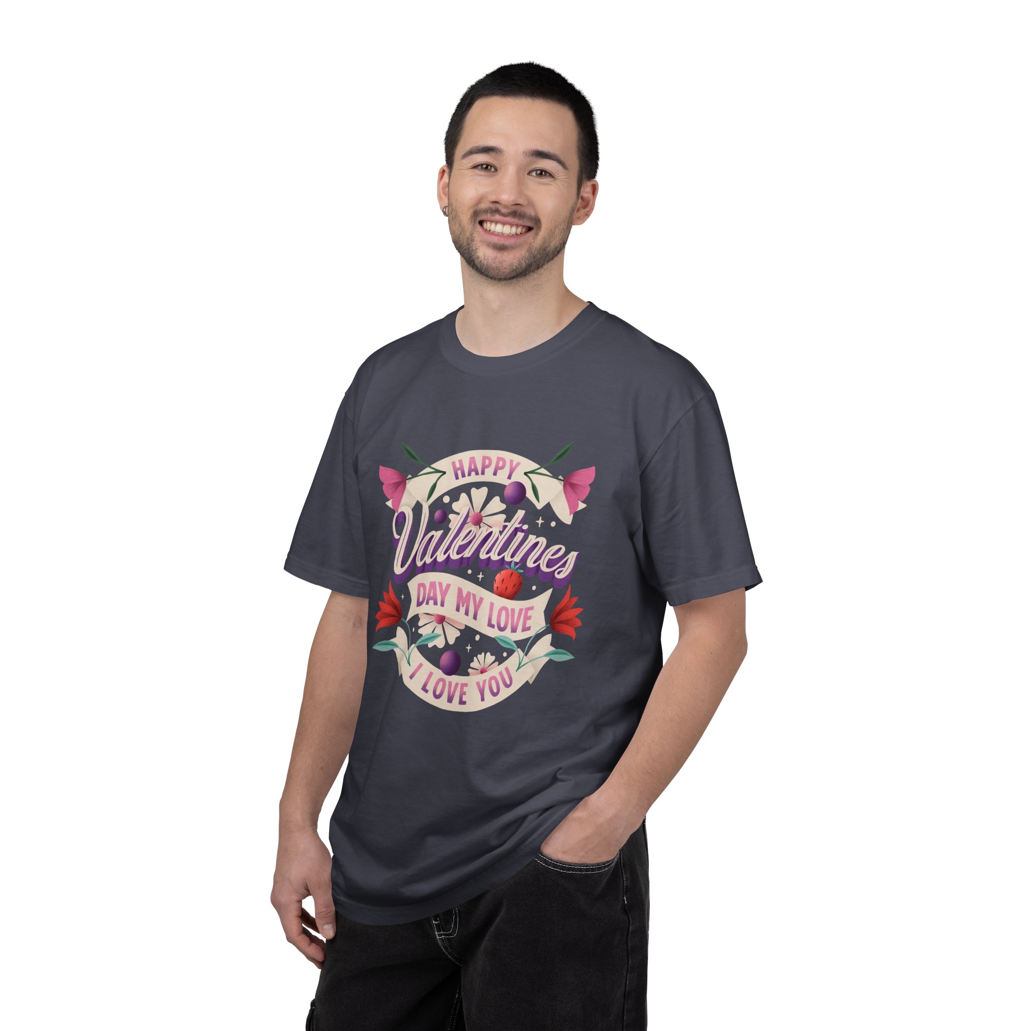 Valentine's Day Unisex T-Shirt, Cute Love Shirt, Garment Dyed Tee, Valentine's Gift, Couple's Apparel, Floral Design - Image 34