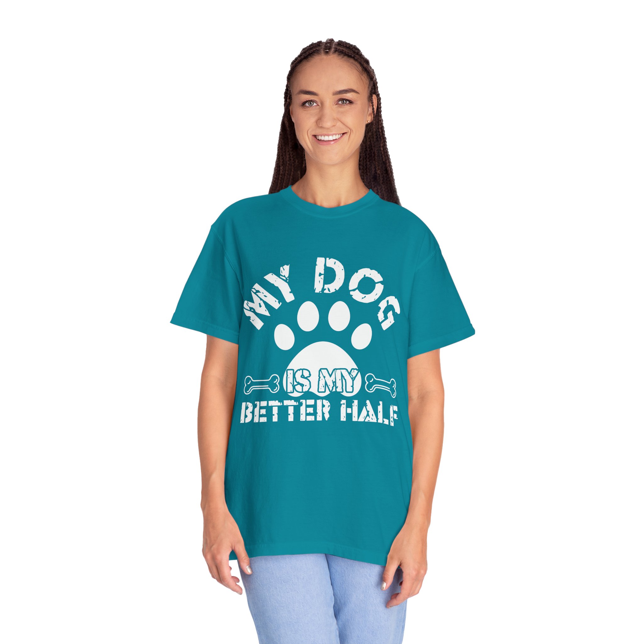 Dog Lover T-Shirt — "My Dog Is My Better Half" Paw Print Tee. - Image 19