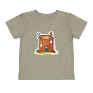 Cozy Tree Stump House Toddler T-Shirt – Cute Forest Cottage Graphic Tee for Kids, Boys & Girls.