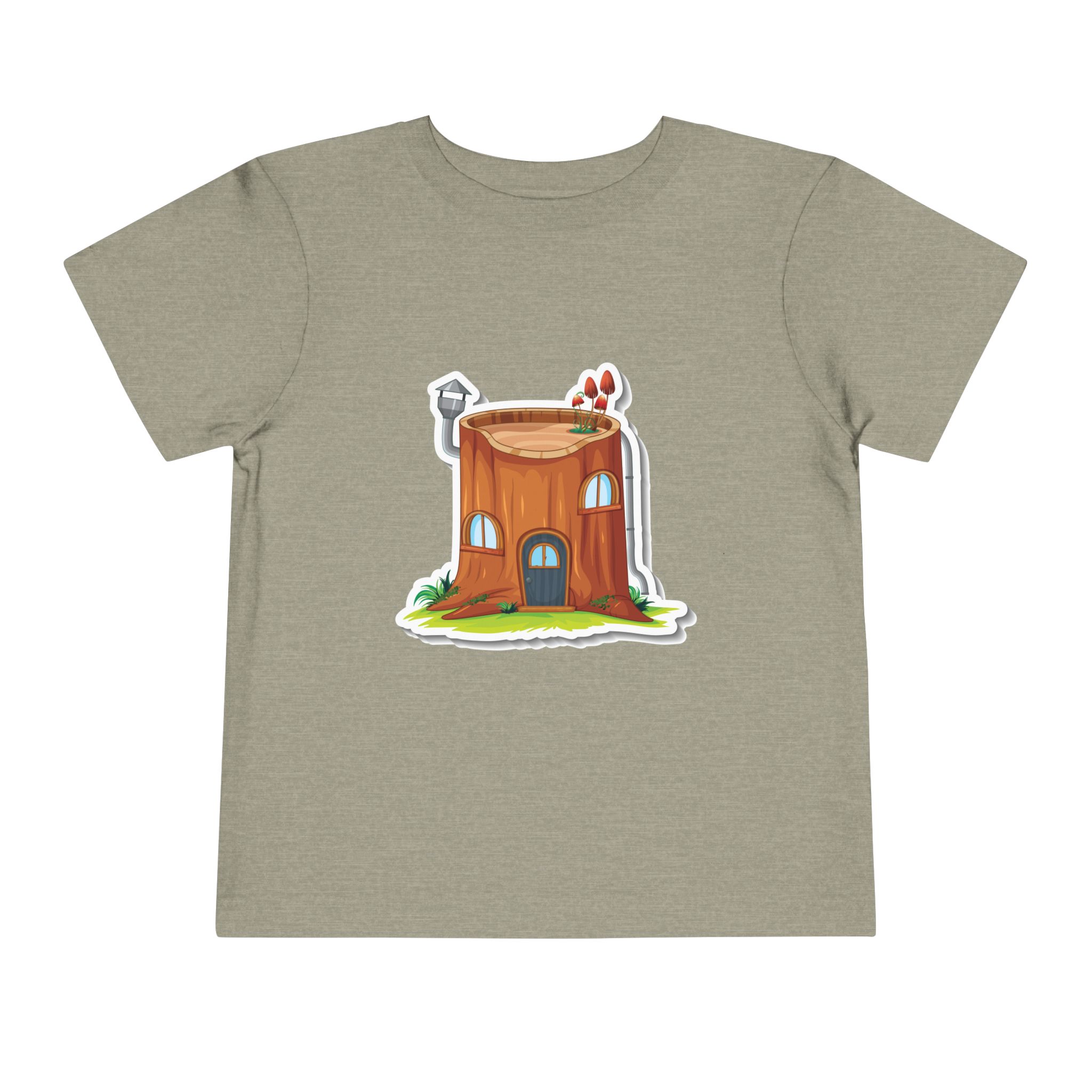 Cozy Tree Stump House Toddler T-Shirt – Cute Forest Cottage Graphic Tee for Kids, Boys & Girls.
