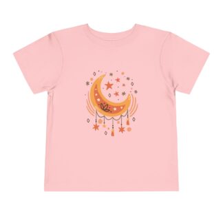 Boho Crescent Moon & Stars Toddler T-Shirt – Cute Celestial Graphic Tee for Kids, Boys & Girls.