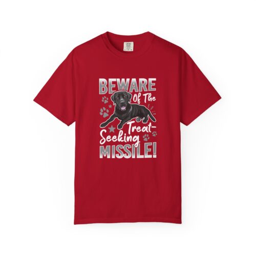 Beware Missile Dog T-shirt | Funny Pet Apparel, Gift for Dog Lovers, Casual Wear, Unique Dog Owner T-shirt.