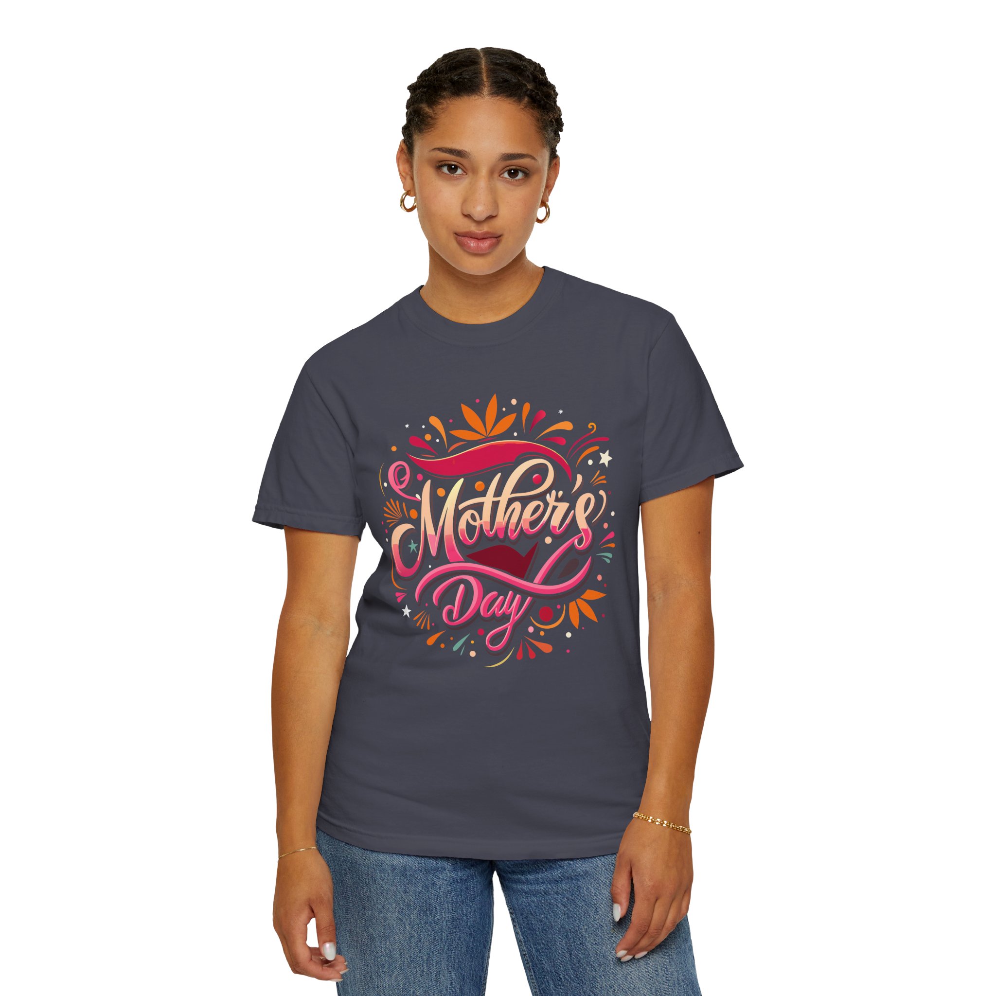 Mother's Day Garment-Dyed T-Shirt, Unisex Gift Tee, Floral Graphic Top, Casual Wear, Everyday Comfort. - Image 4