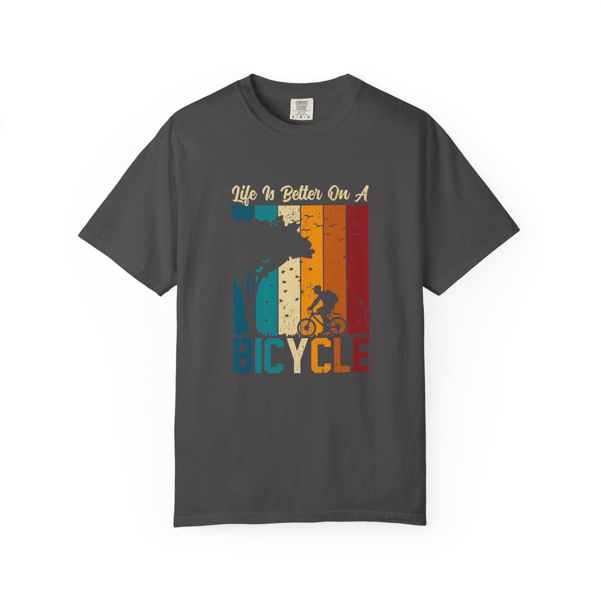 Bicycle Adventure T-Shirt, Unisex Garment-Dyed Tee for Cycling Enthusiasts, Perfect Gift for Riders, Eco-Friendly Apparel, Summer Outing Top. - Image 9