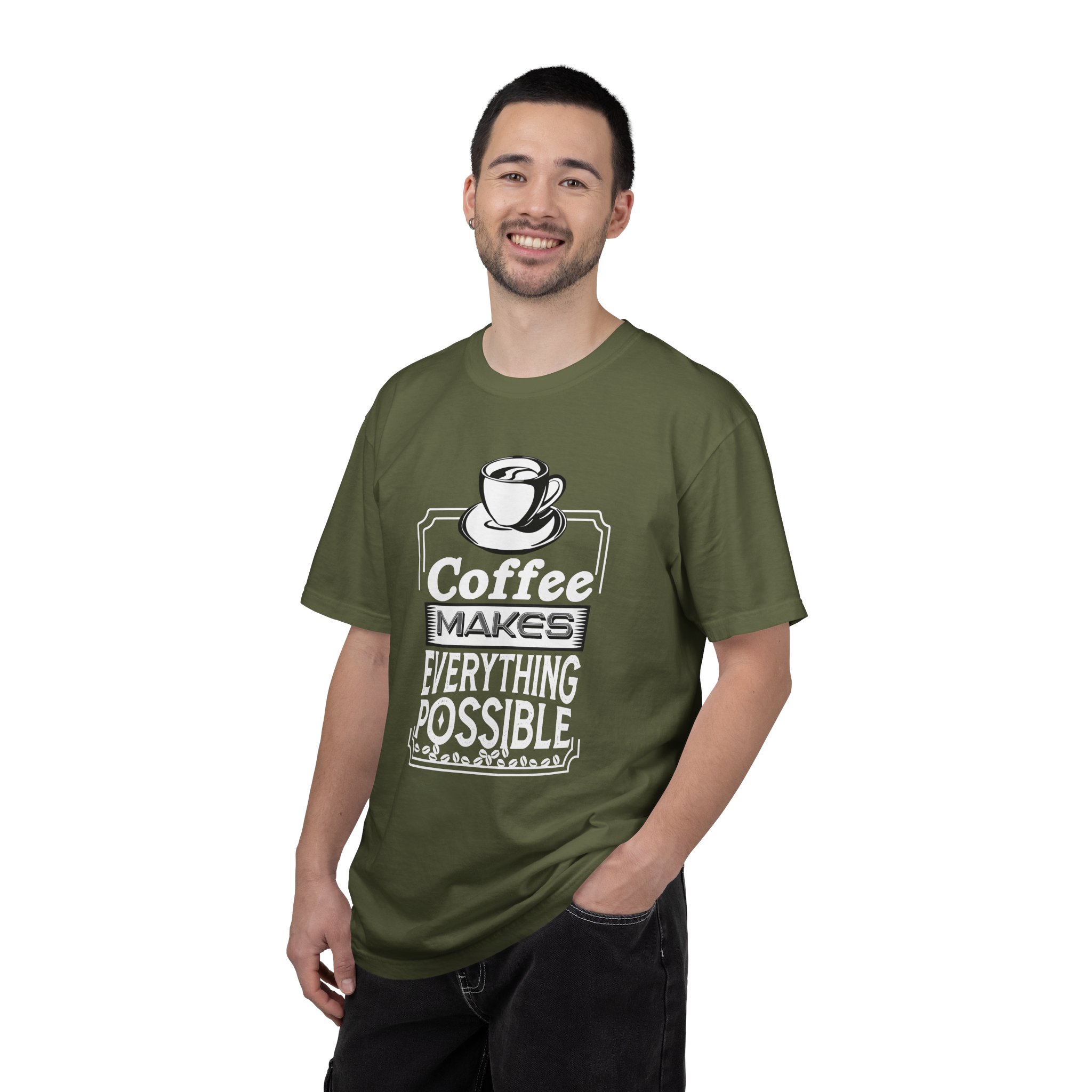 b2 - 1.3 - Coffee Makes Everything Possible T-Shirt – Funny Coffee Lover Graphic Tee for Motivation & Daily Energy. - Image 10