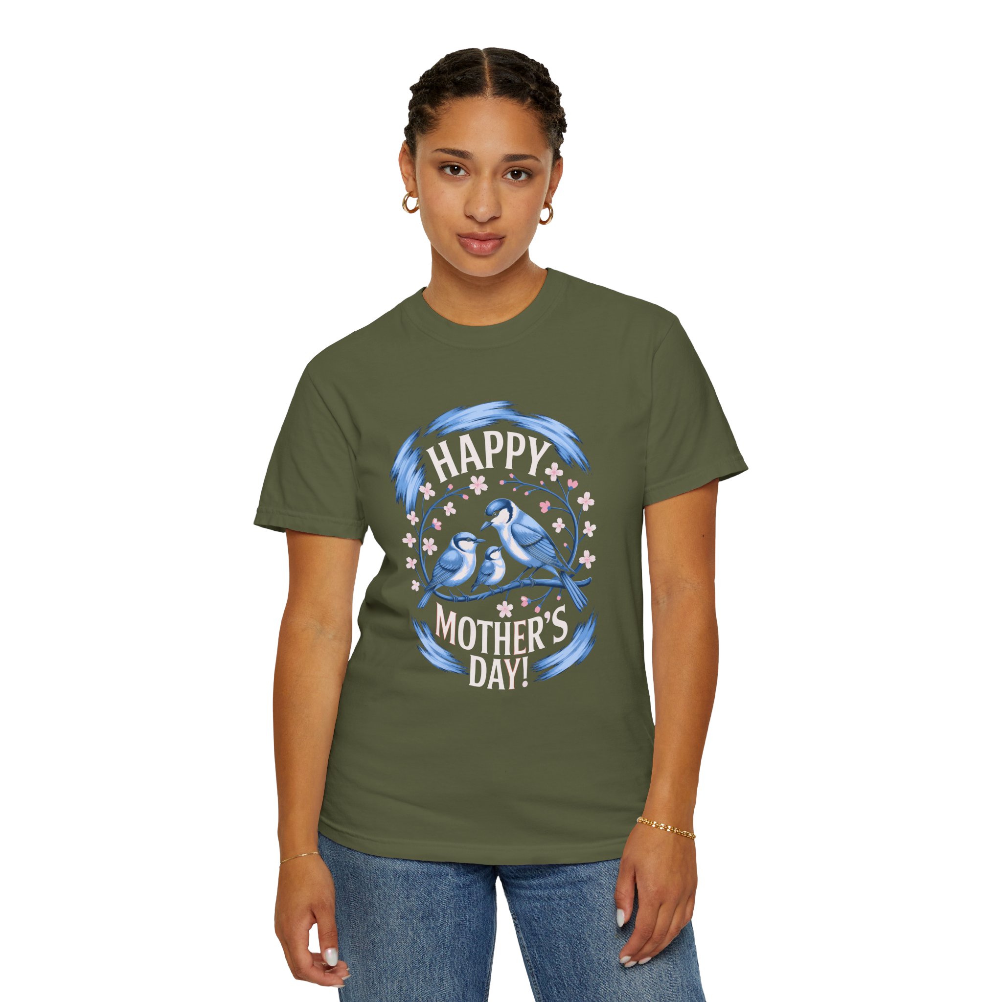 Happy Mother's Day Unisex T-Shirt, Garment-Dyed Tee, Gift for Mom, Spring Fashion, Bird Design Shirt, Casual Wear, Unique Gift Idea. - Image 20