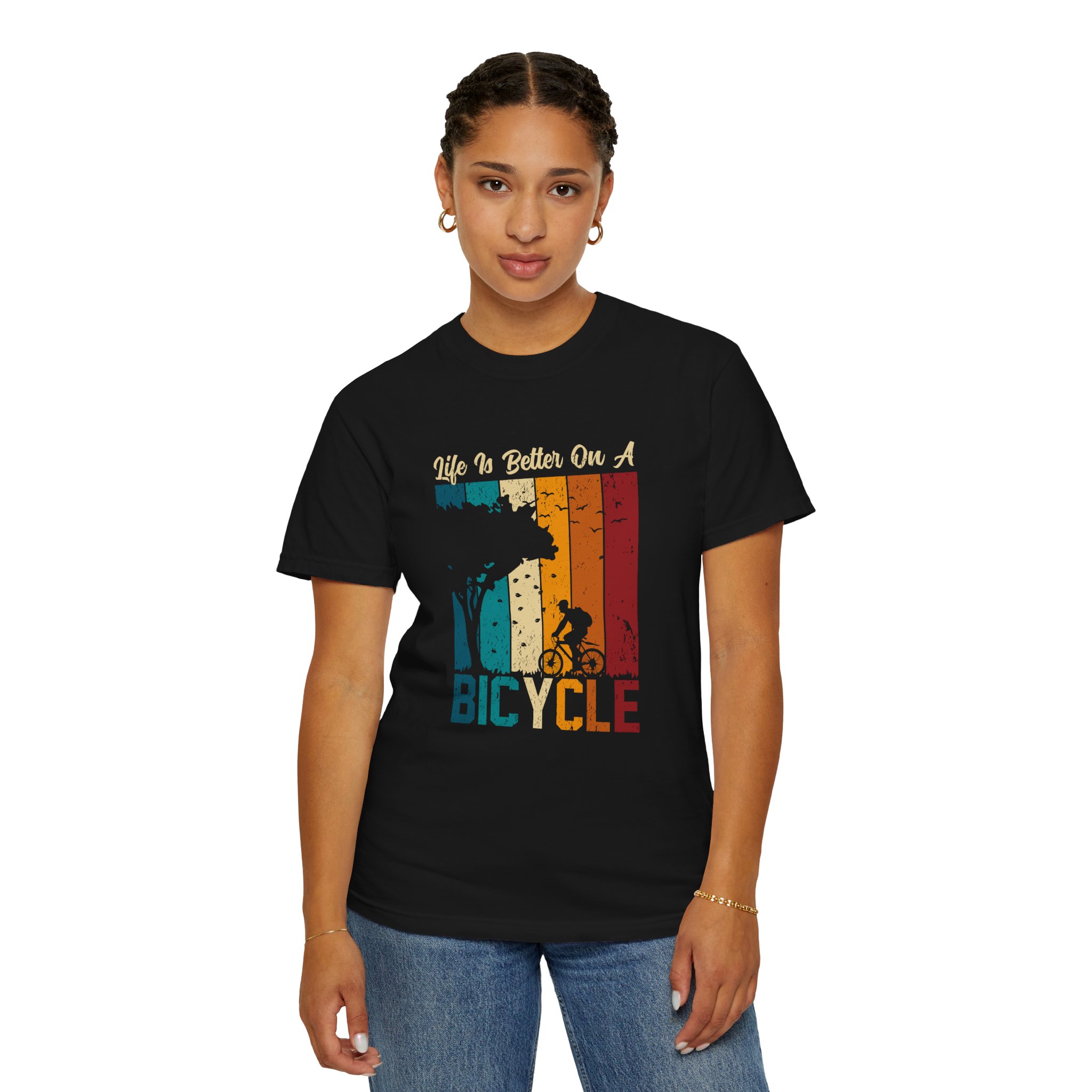 Bicycle Adventure T-Shirt, Unisex Garment-Dyed Tee for Cycling Enthusiasts, Perfect Gift for Riders, Eco-Friendly Apparel, Summer Outing Top. - Image 20