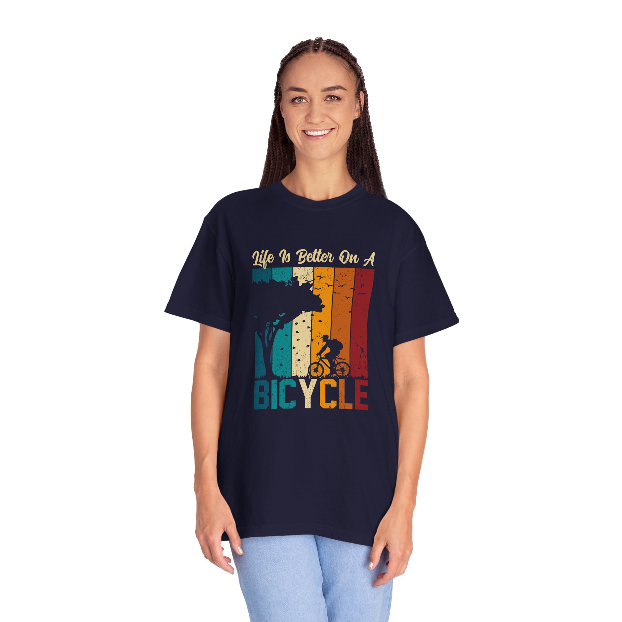 Bicycle Adventure T-Shirt, Unisex Garment-Dyed Tee for Cycling Enthusiasts, Perfect Gift for Riders, Eco-Friendly Apparel, Summer Outing Top. - Image 3