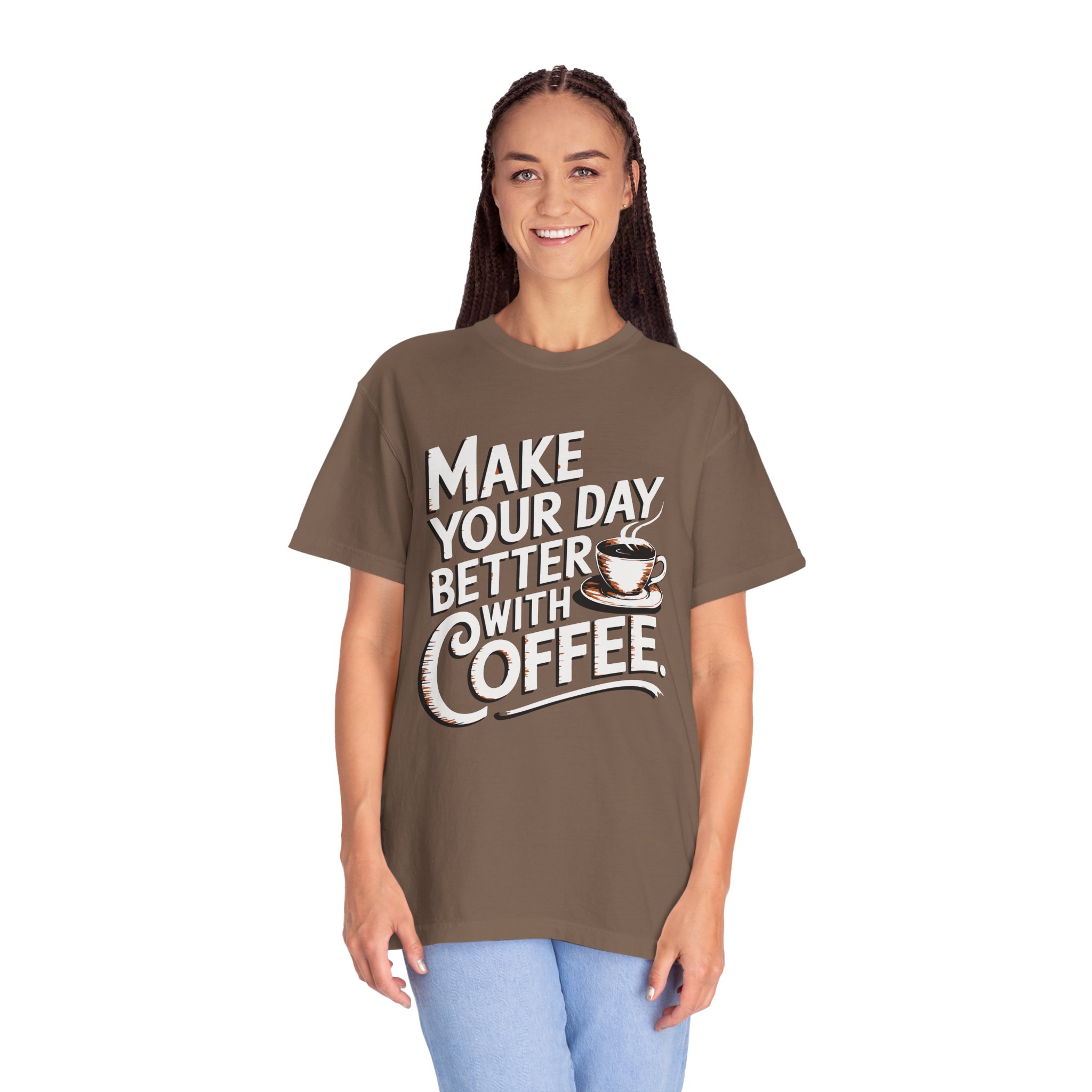 b2 - 1.14 - Make Your Day Better With Coffee T-Shirt – Positive Coffee Lover Graphic Tee for Daily Motivation & Good Vibes. - Image 3