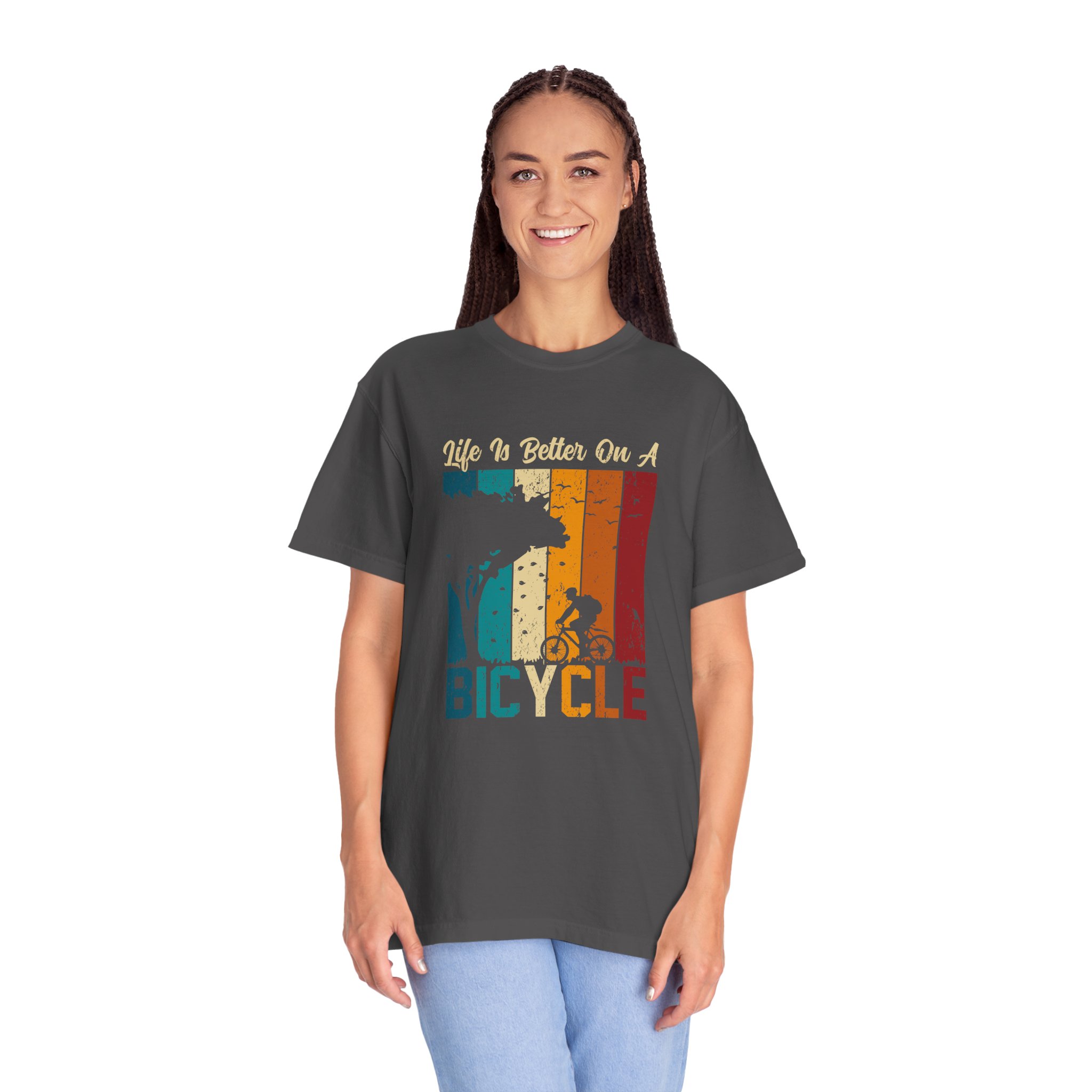Bicycle Adventure T-Shirt, Unisex Garment-Dyed Tee for Cycling Enthusiasts, Perfect Gift for Riders, Eco-Friendly Apparel, Summer Outing Top. - Image 11