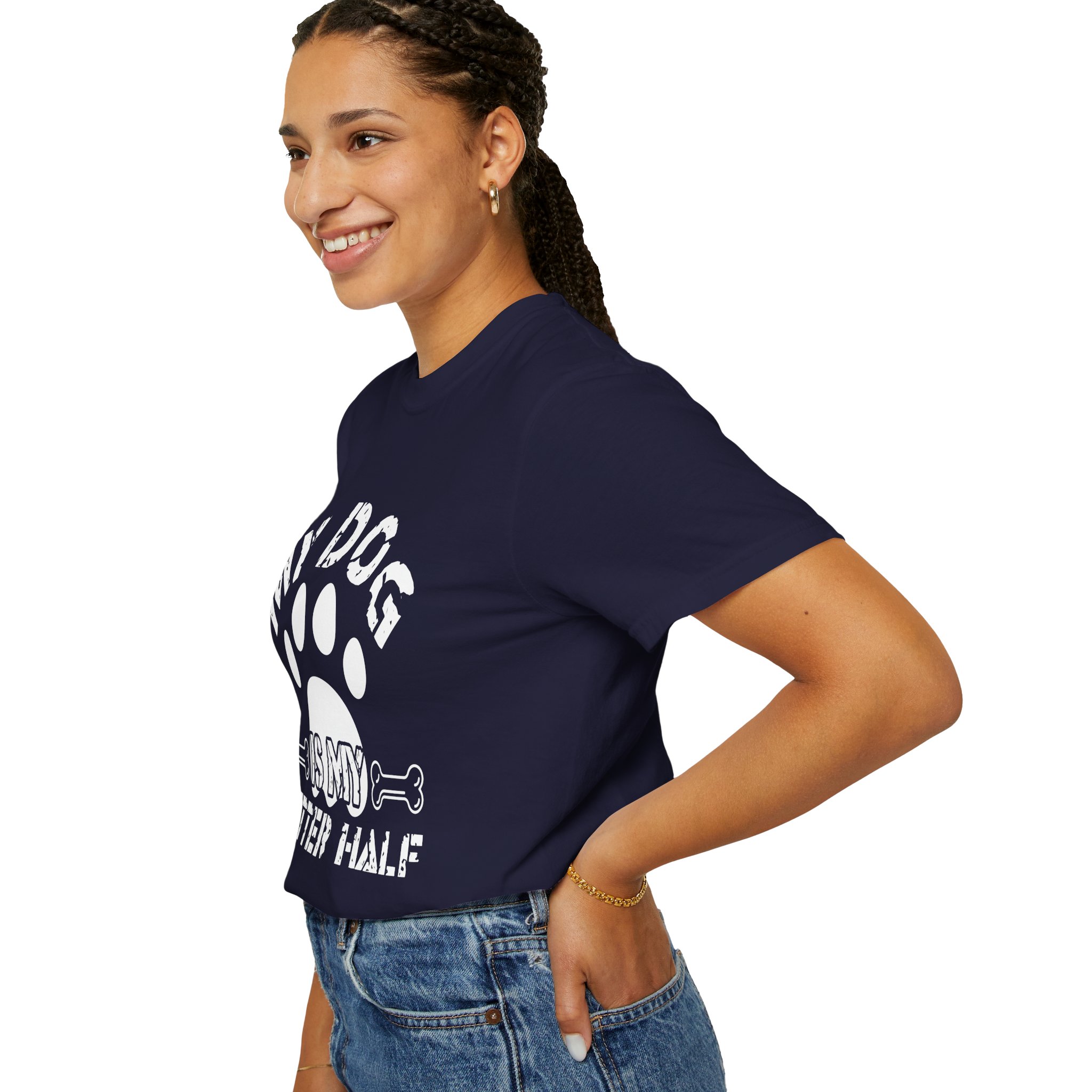 Dog Lover T-Shirt — "My Dog Is My Better Half" Paw Print Tee. - Image 29