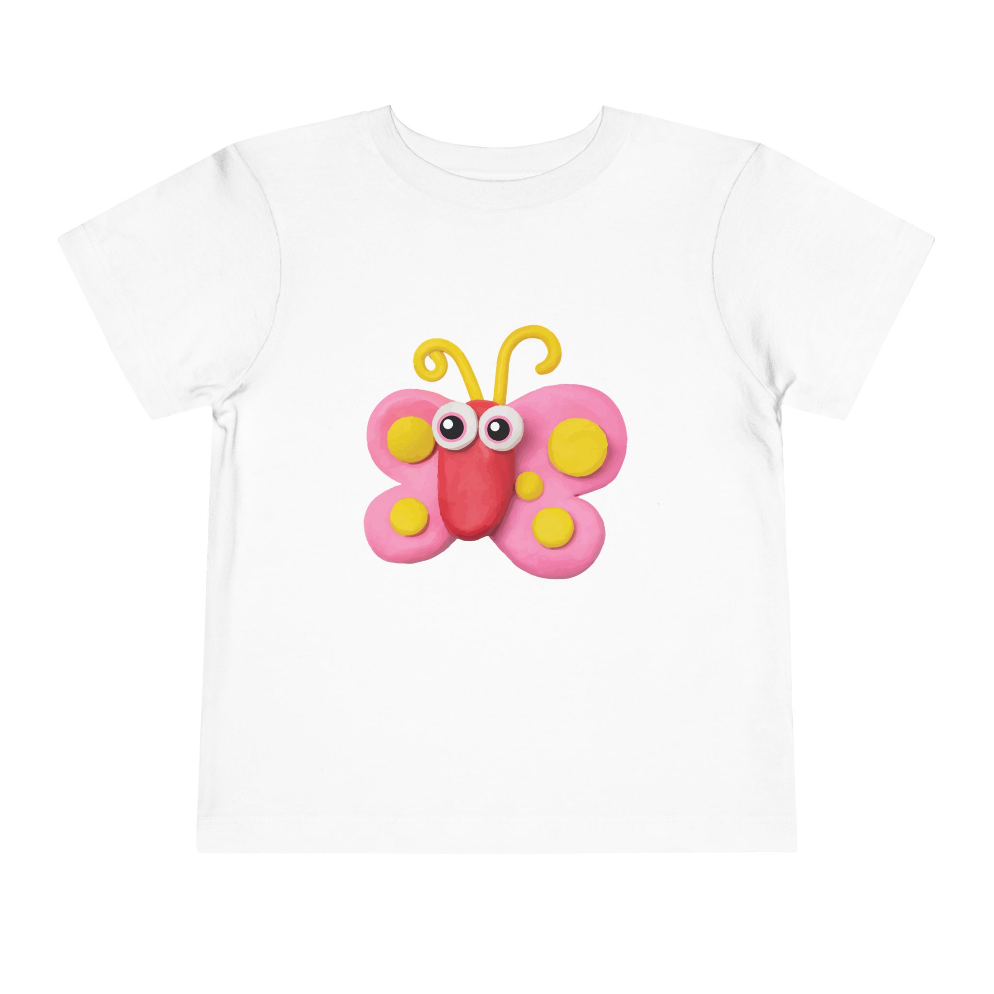 Cute Pink Clay Butterfly Toddler T-Shirt – Adorable Butterfly Graphic Tee for Kids, Boys & Girls. - Image 5