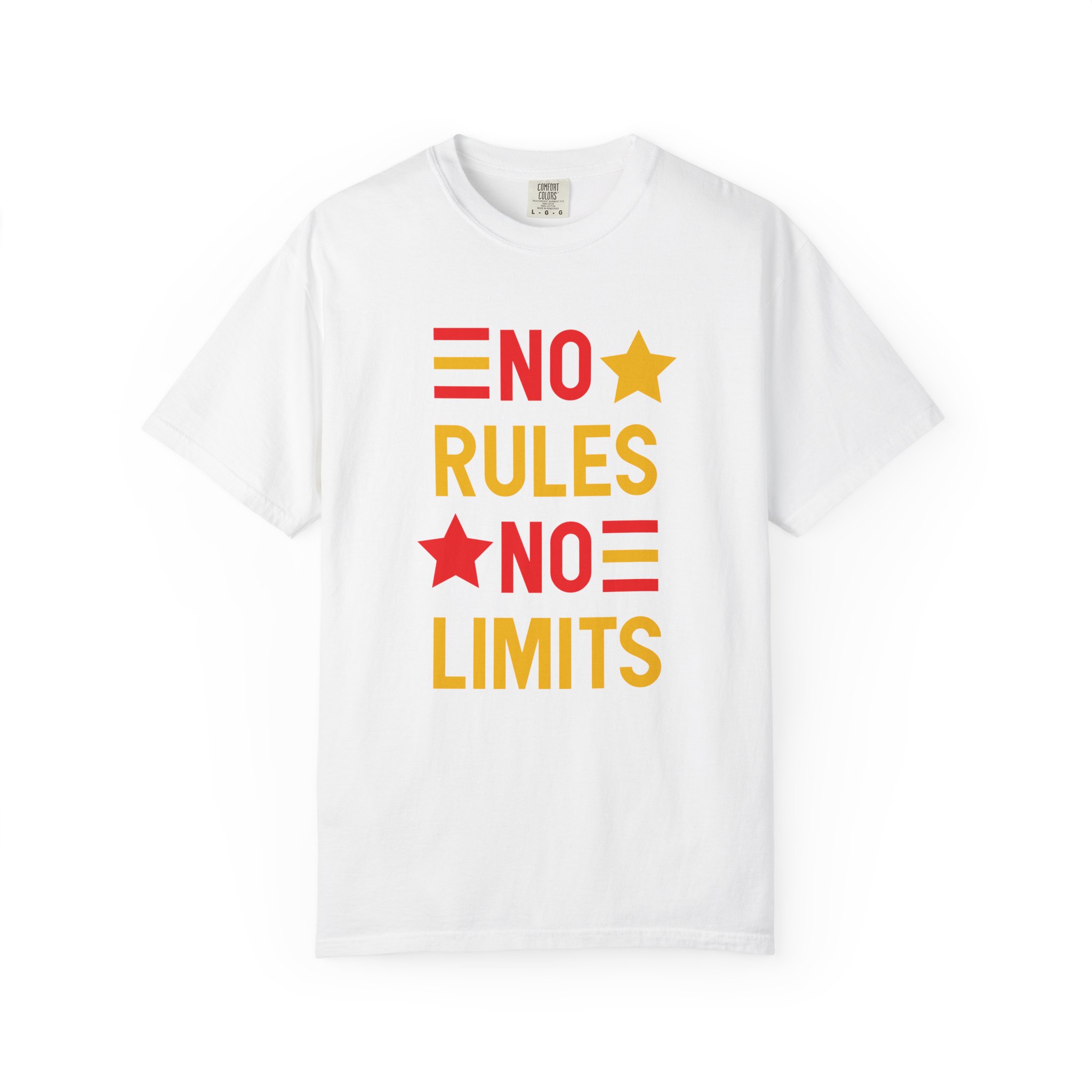 No Rules No Limits Graphic T-Shirt – Bold Retro Star Typography Tee for Streetwear Lovers & Trendy Style. - Image 9