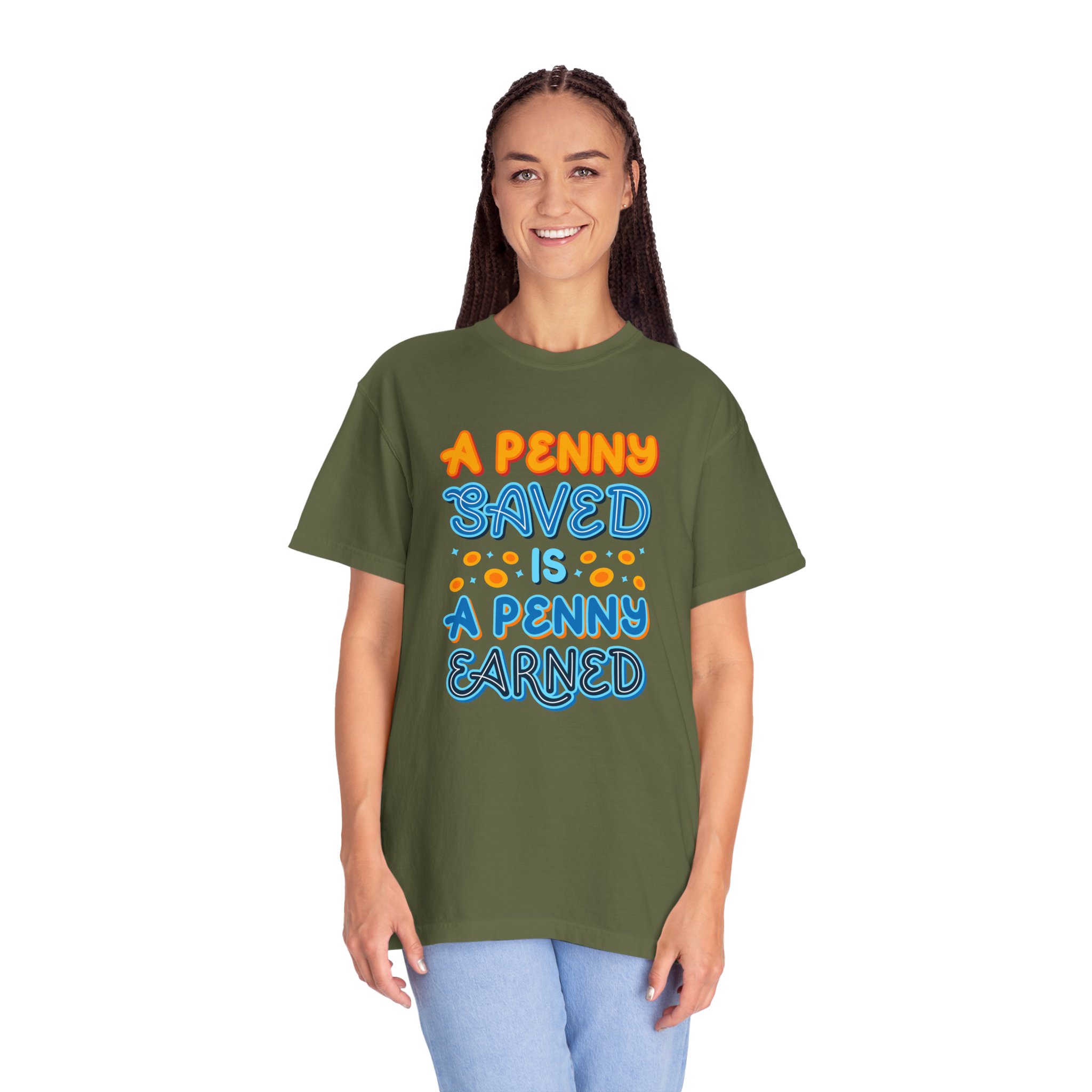 b2 - 2.7b - A Penny Saved Is a Penny Earned T-Shirt – Retro Inspirational Savings Quote Graphic Tee for Smart Living & Financial Motivation. - Image 51