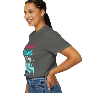 Inspirational quotes Tshirts for Self Love - Happiness Blooms From Within Unisex Tee - Image 13