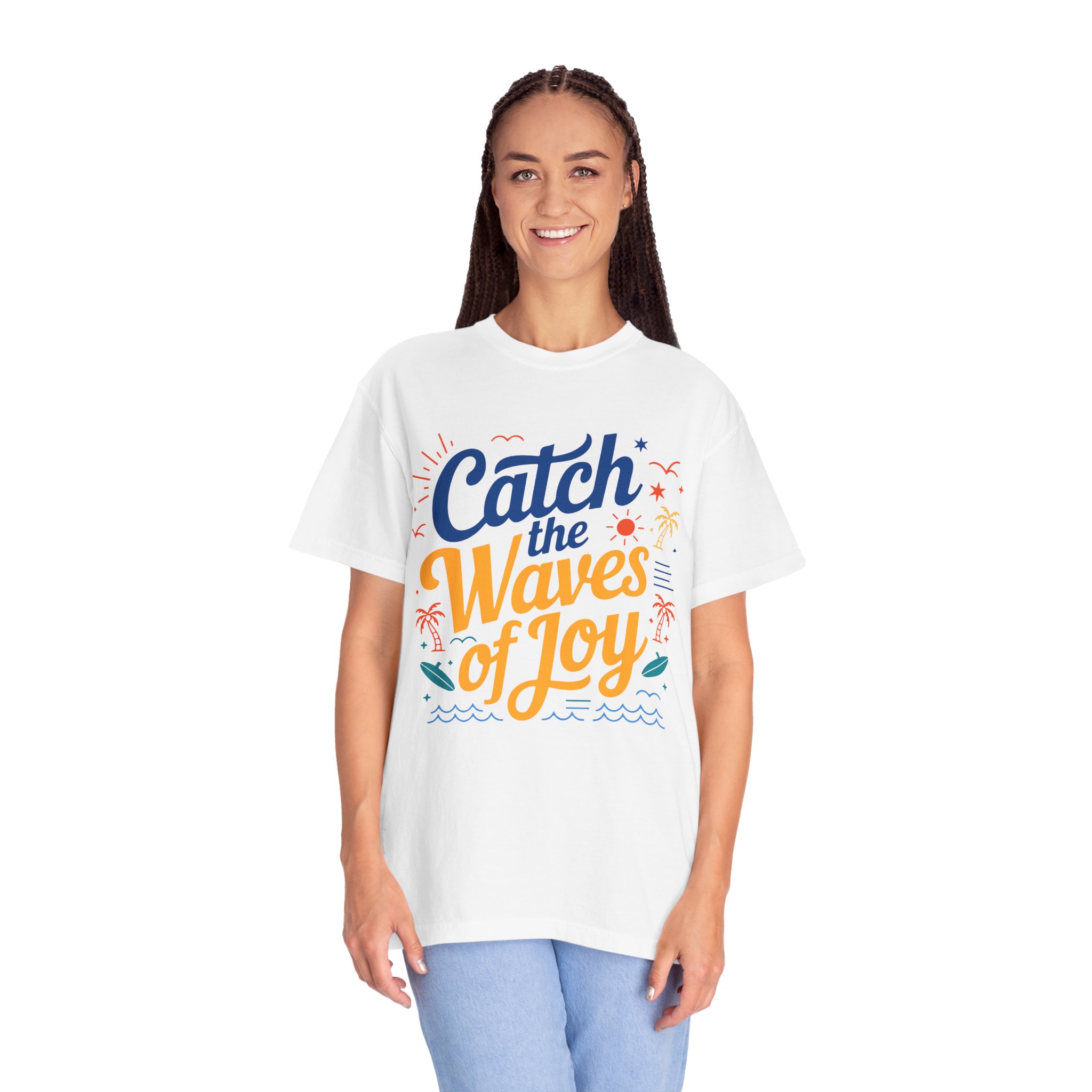 Catch the Waves of Joy T-Shirt, Beachwear, Summer Apparel, Unisex Fashion, Vacation Shirt, Gift for Surfers. - Image 3