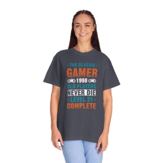Retro gaming t shirts - Gamer 1998 Old Players Never Die Level 21 Complete Unisex Tee - Image 3