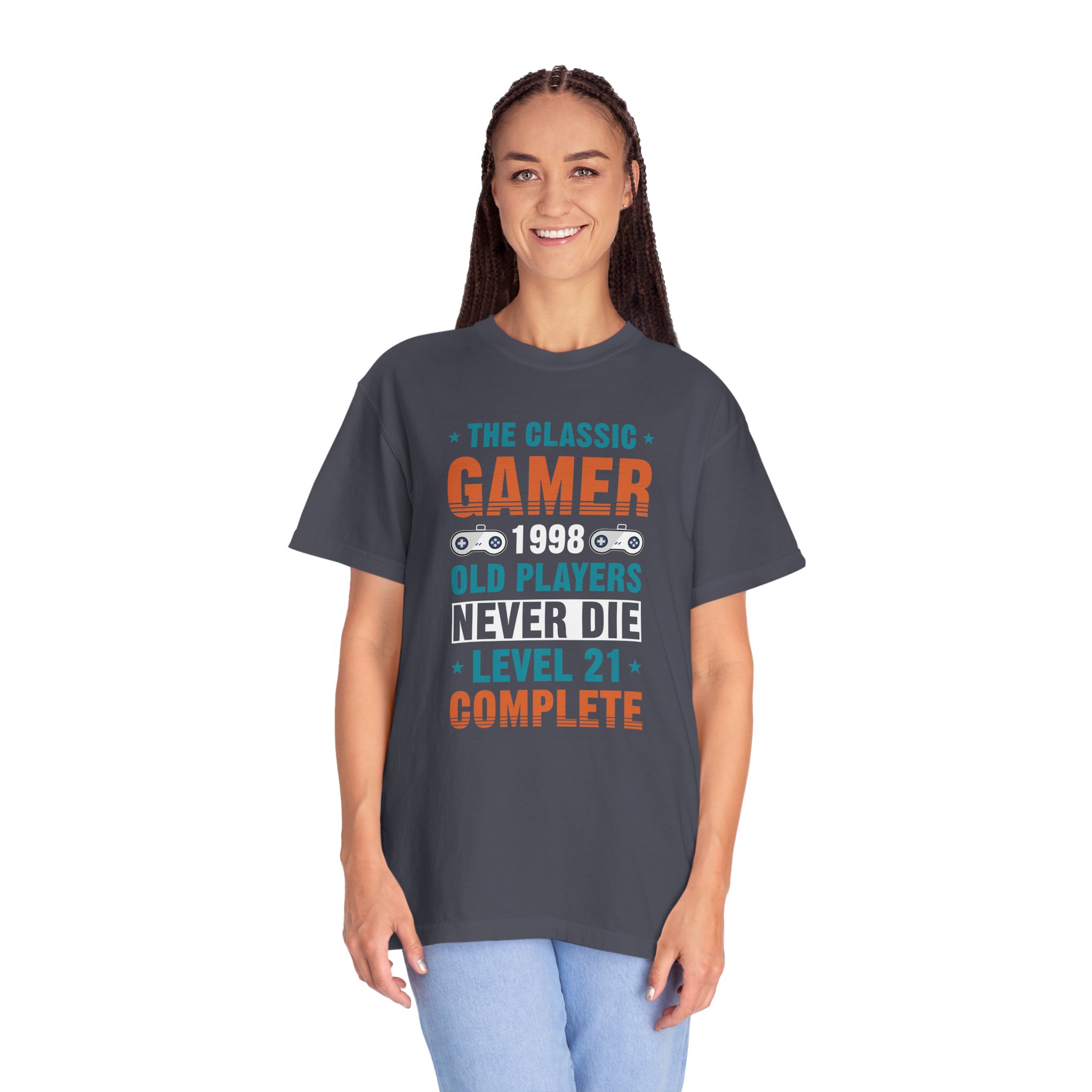 Gamer 1998 T-Shirt – Old Players Never Die Level 21 Complete Retro Gaming Tee for Gamers & Video Game Fans. - Image 3