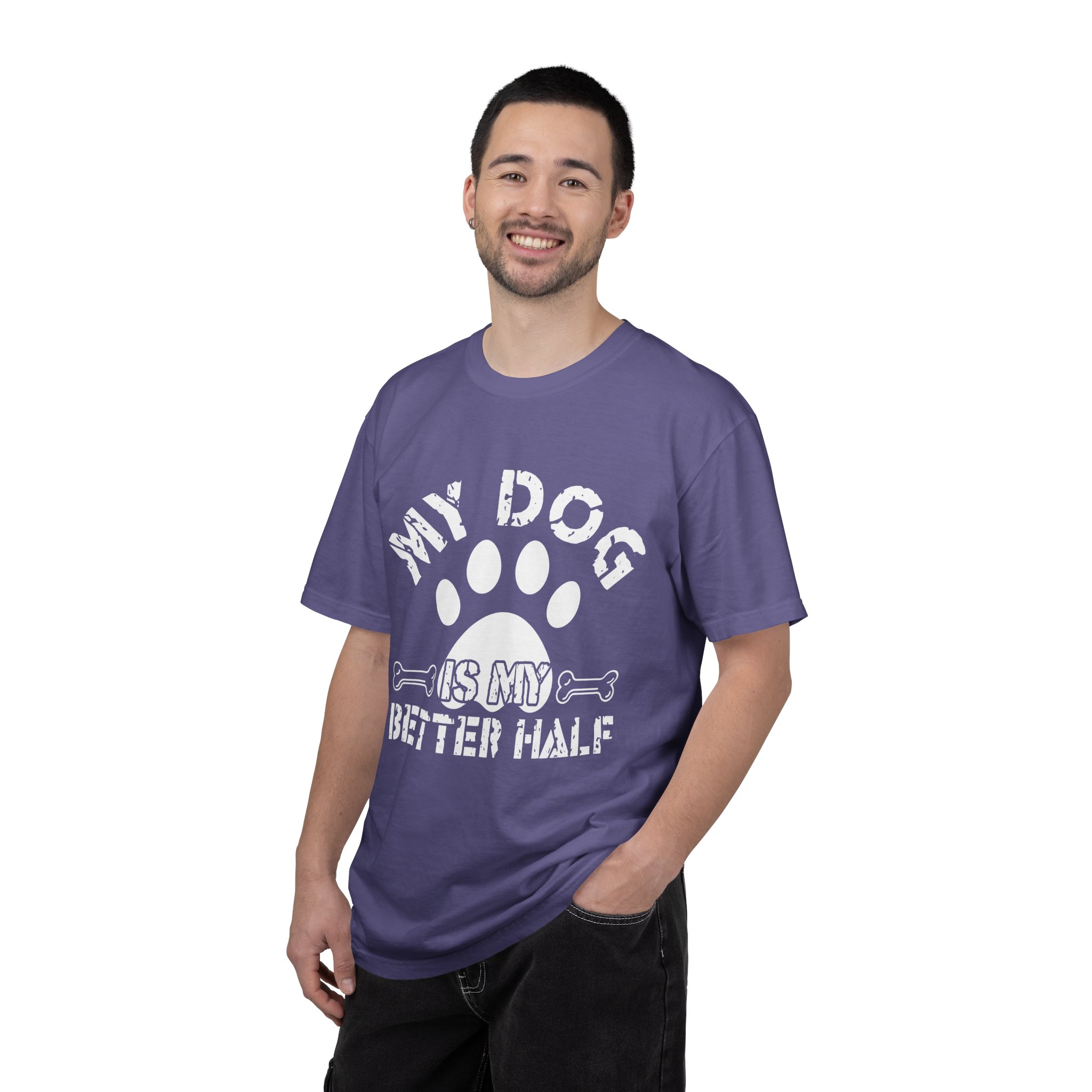 Dog Lover T-Shirt — "My Dog Is My Better Half" Paw Print Tee. - Image 42