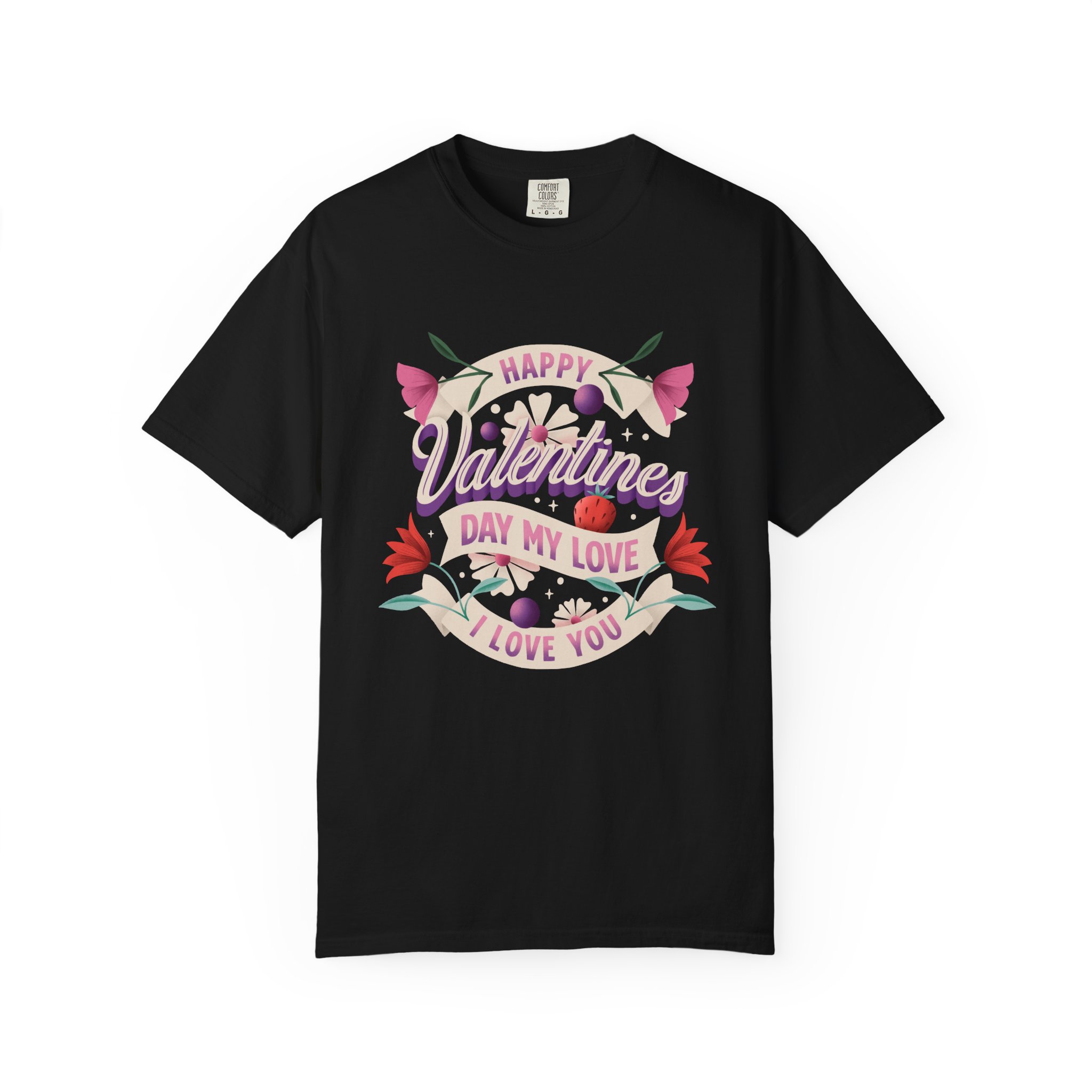 Valentine's Day Unisex T-Shirt, Cute Love Shirt, Garment Dyed Tee, Valentine's Gift, Couple's Apparel, Floral Design