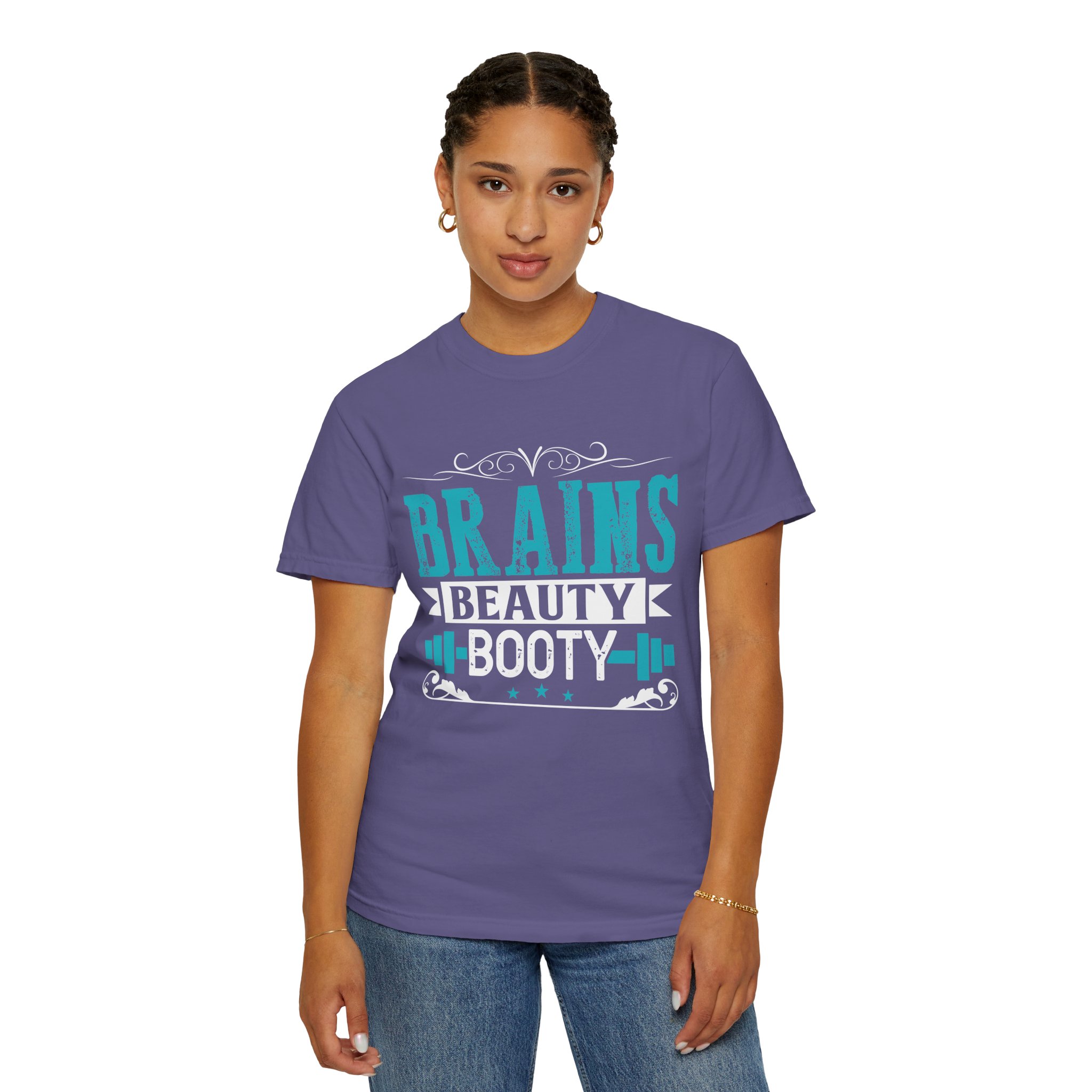 b2 - 6.12 - Brains Beauty Booty T-Shirt – Motivational Fitness Graphic Tee for Confidence, Strength & Empowered Style. - Image 44