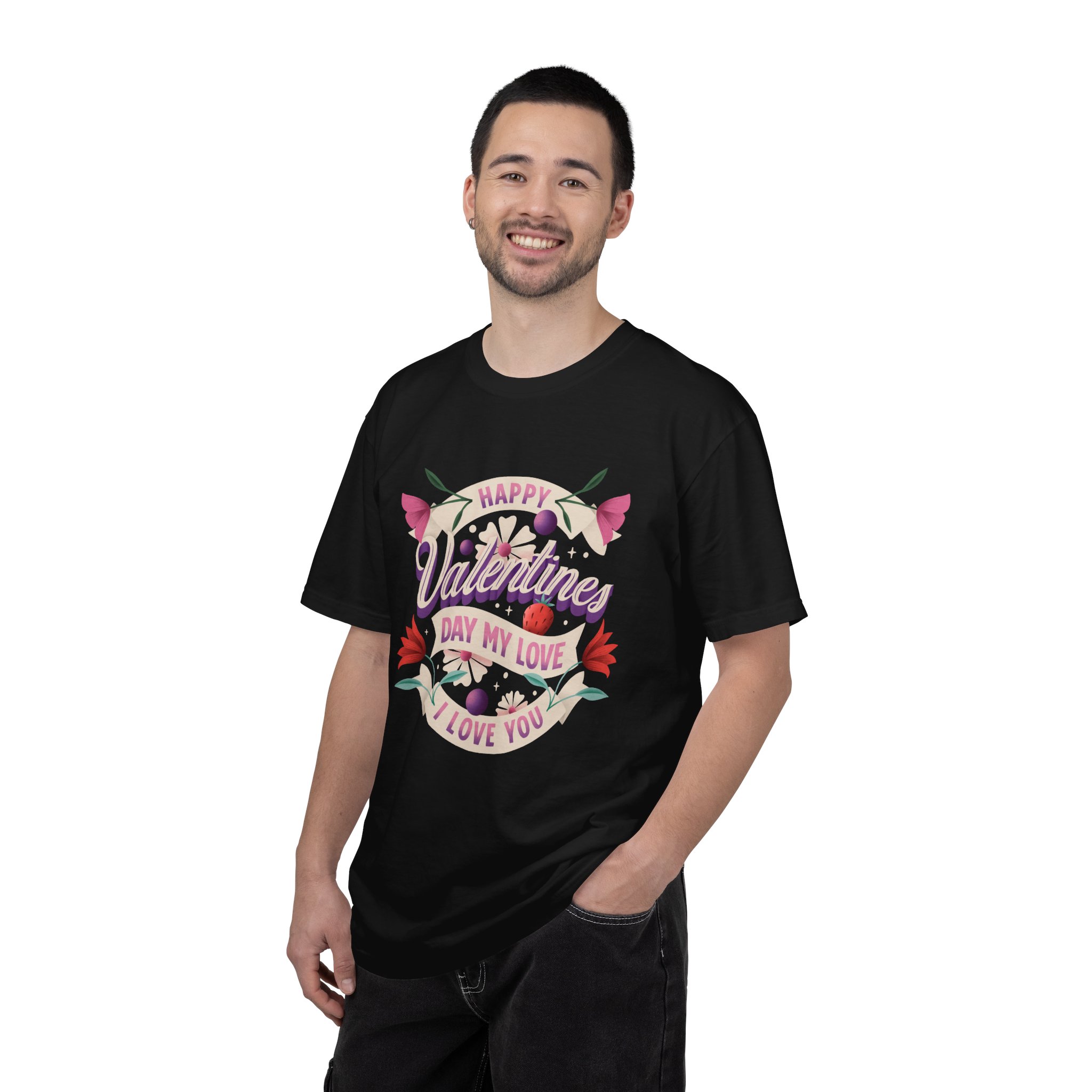 Valentine's Day Unisex T-Shirt, Cute Love Shirt, Garment Dyed Tee, Valentine's Gift, Couple's Apparel, Floral Design - Image 2