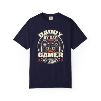 Daddy by Day Gamer by Night T-Shirt – Funny Gaming Dad Graphic Tee for Gamer Dads & Video Game Lovers.