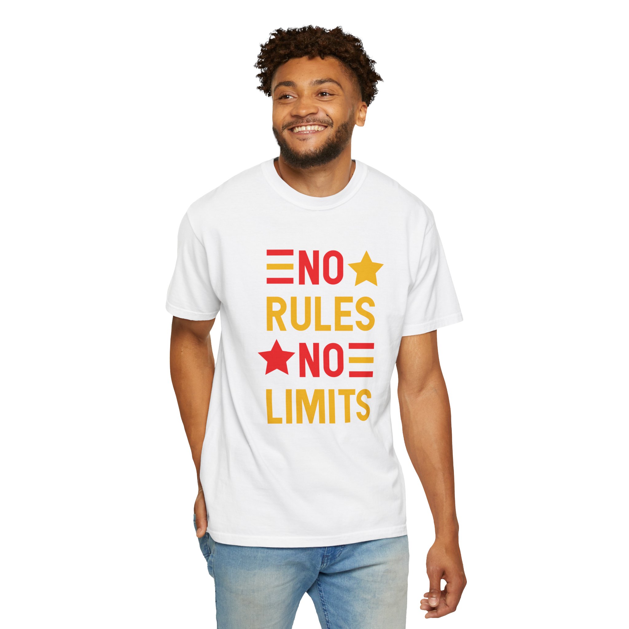 No Rules No Limits Graphic T-Shirt – Bold Retro Star Typography Tee for Streetwear Lovers & Trendy Style. - Image 14