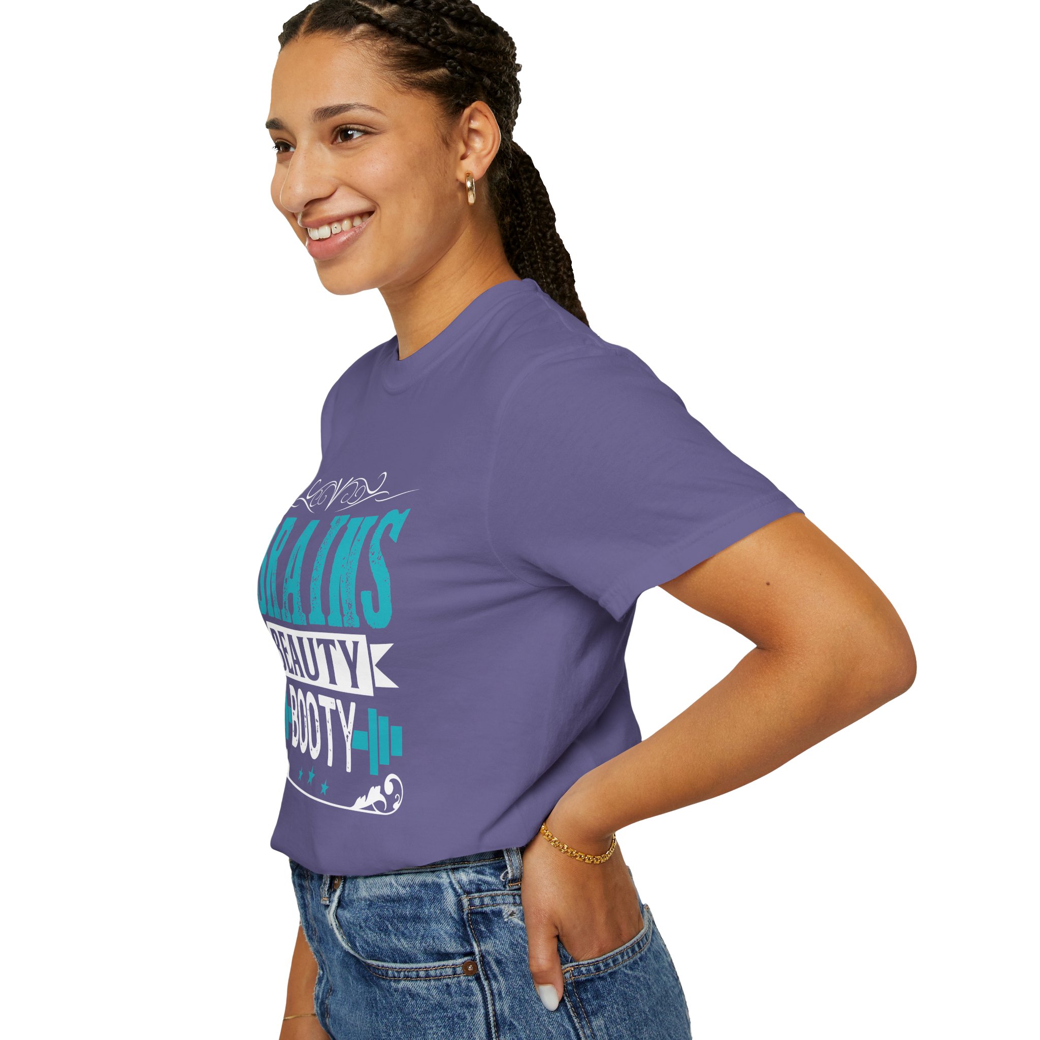 b2 - 6.12 - Brains Beauty Booty T-Shirt – Motivational Fitness Graphic Tee for Confidence, Strength & Empowered Style. - Image 45