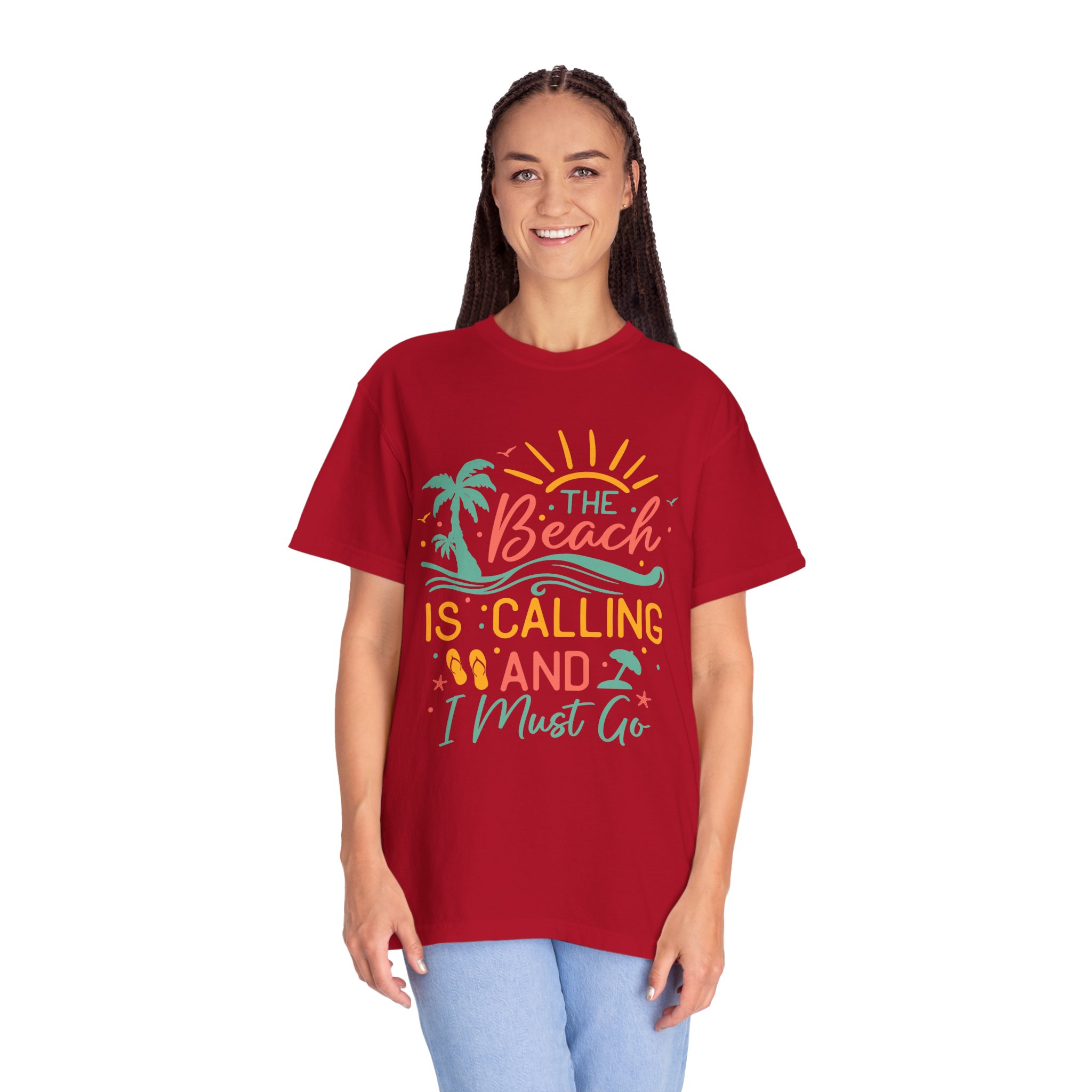 C - 13.4 - Beach-Themed Garment-Dyed T-Shirt, Summer Tee, Vacation Shirt, Gift for Beach Lovers, Casual Wear, Fun Summer Outfit. - Image 43