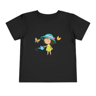 Cute Little Gardener Girl with Butterflies Toddler T-Shirt – Adorable Nature Graphic Tee for Kids, Boys & Girls.
