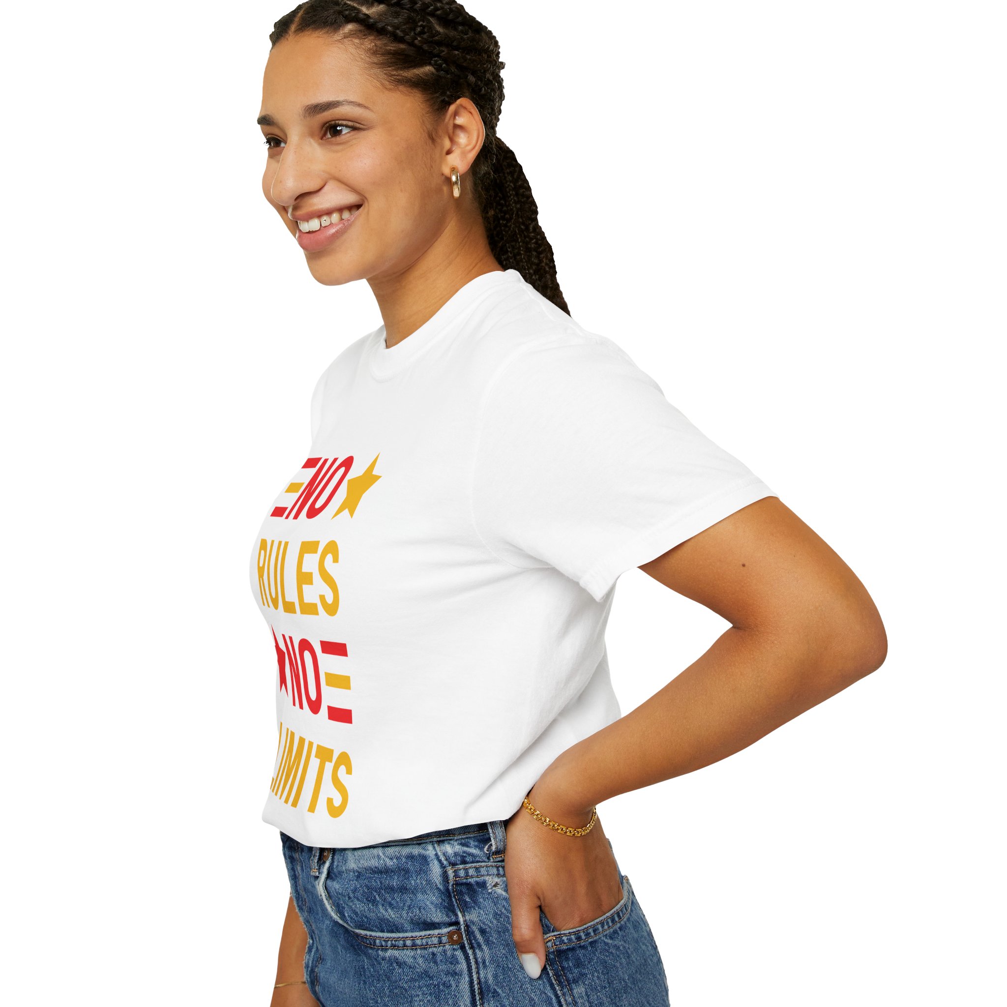 No Rules No Limits Graphic T-Shirt – Bold Retro Star Typography Tee for Streetwear Lovers & Trendy Style. - Image 13