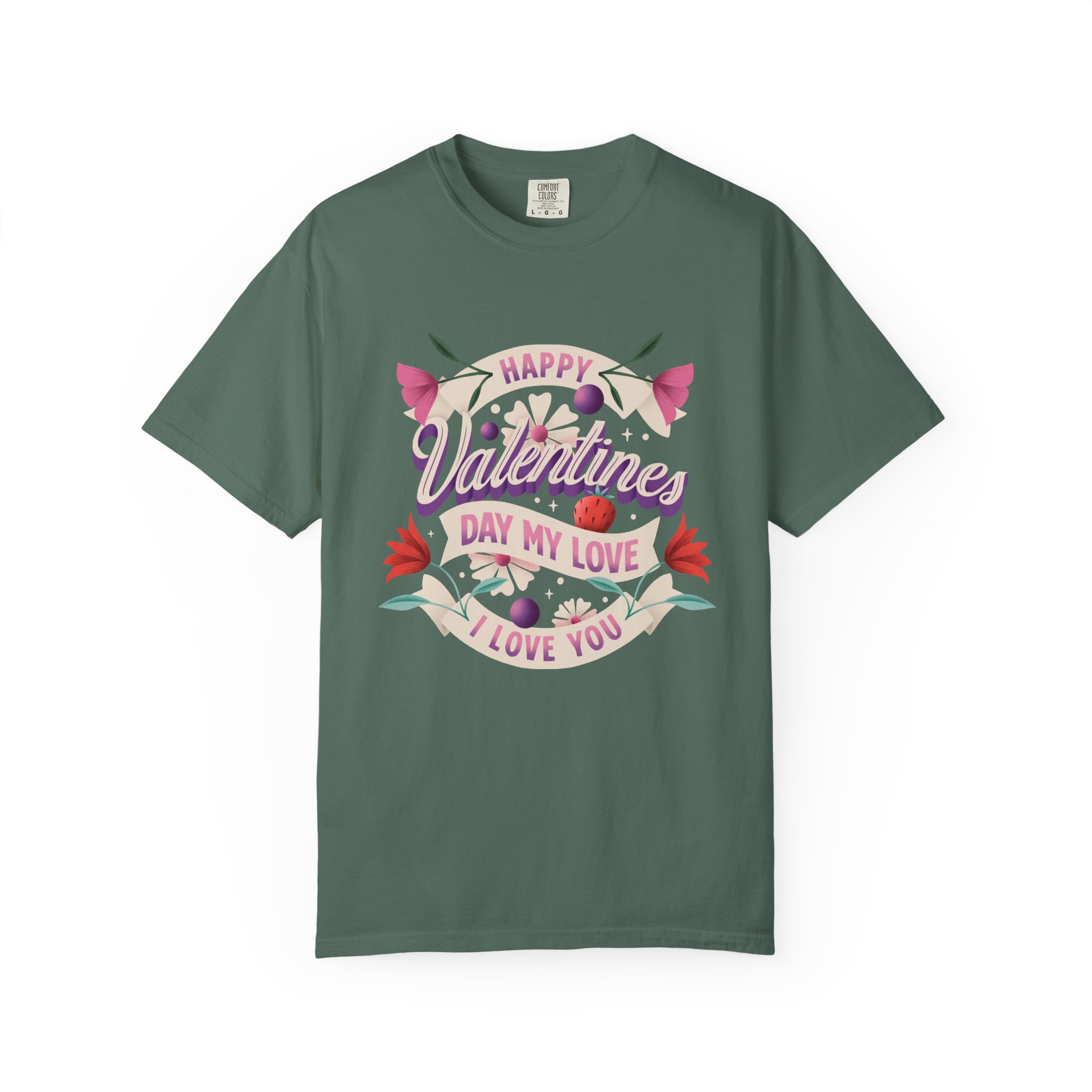 Valentine's Day Unisex T-Shirt, Cute Love Shirt, Garment Dyed Tee, Valentine's Gift, Couple's Apparel, Floral Design - Image 17