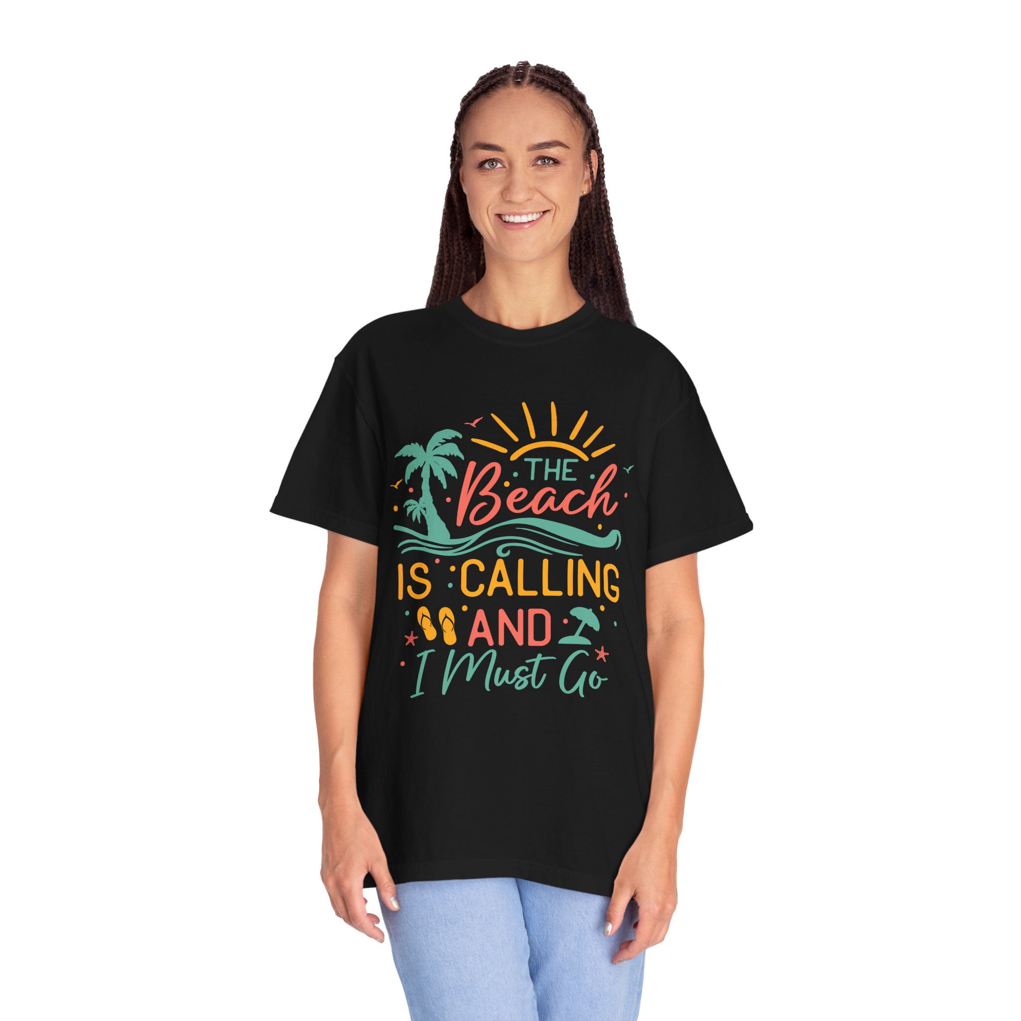 C - 13.4 - Beach-Themed Garment-Dyed T-Shirt, Summer Tee, Vacation Shirt, Gift for Beach Lovers, Casual Wear, Fun Summer Outfit. - Image 19