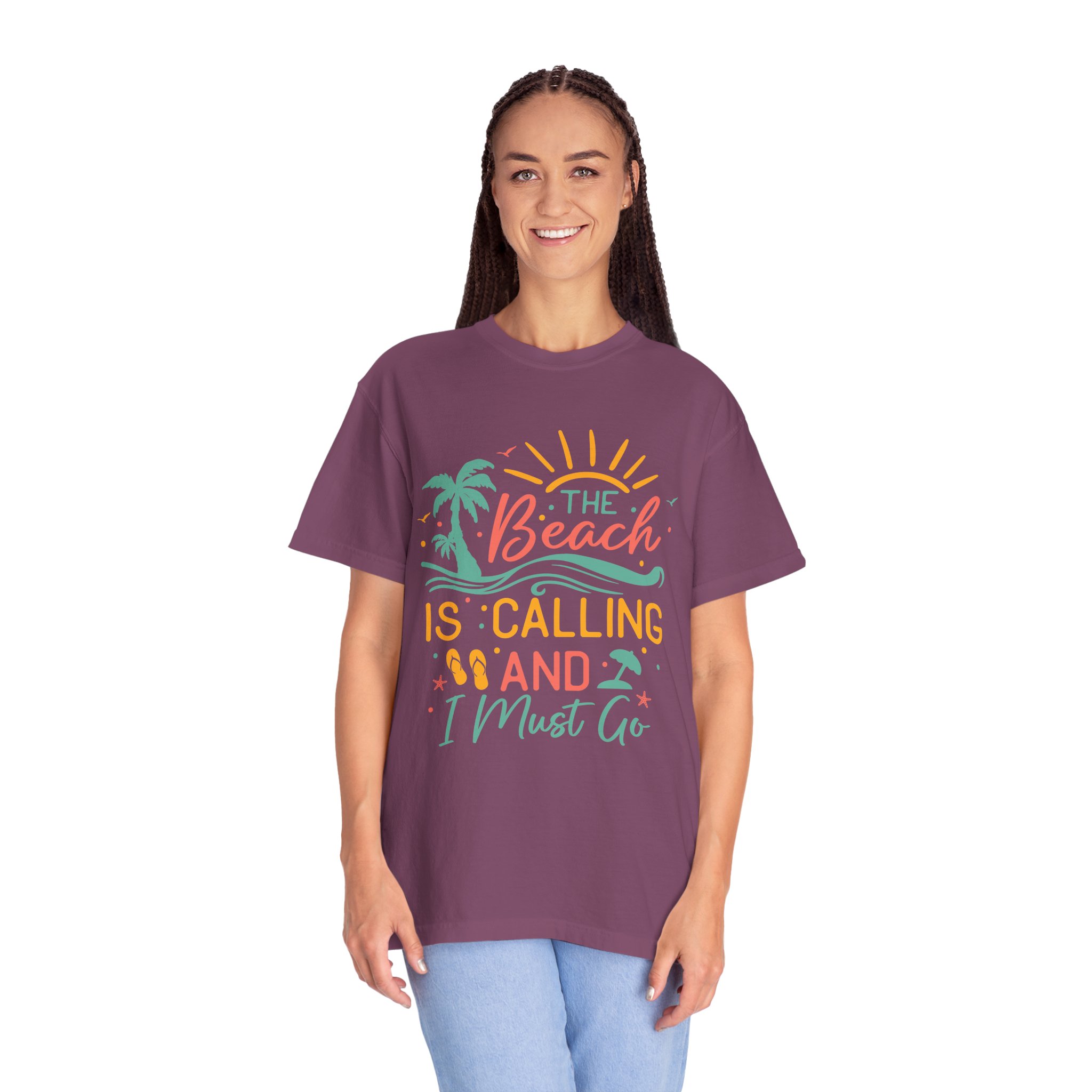 C - 13.4 - Beach-Themed Garment-Dyed T-Shirt, Summer Tee, Vacation Shirt, Gift for Beach Lovers, Casual Wear, Fun Summer Outfit. - Image 35
